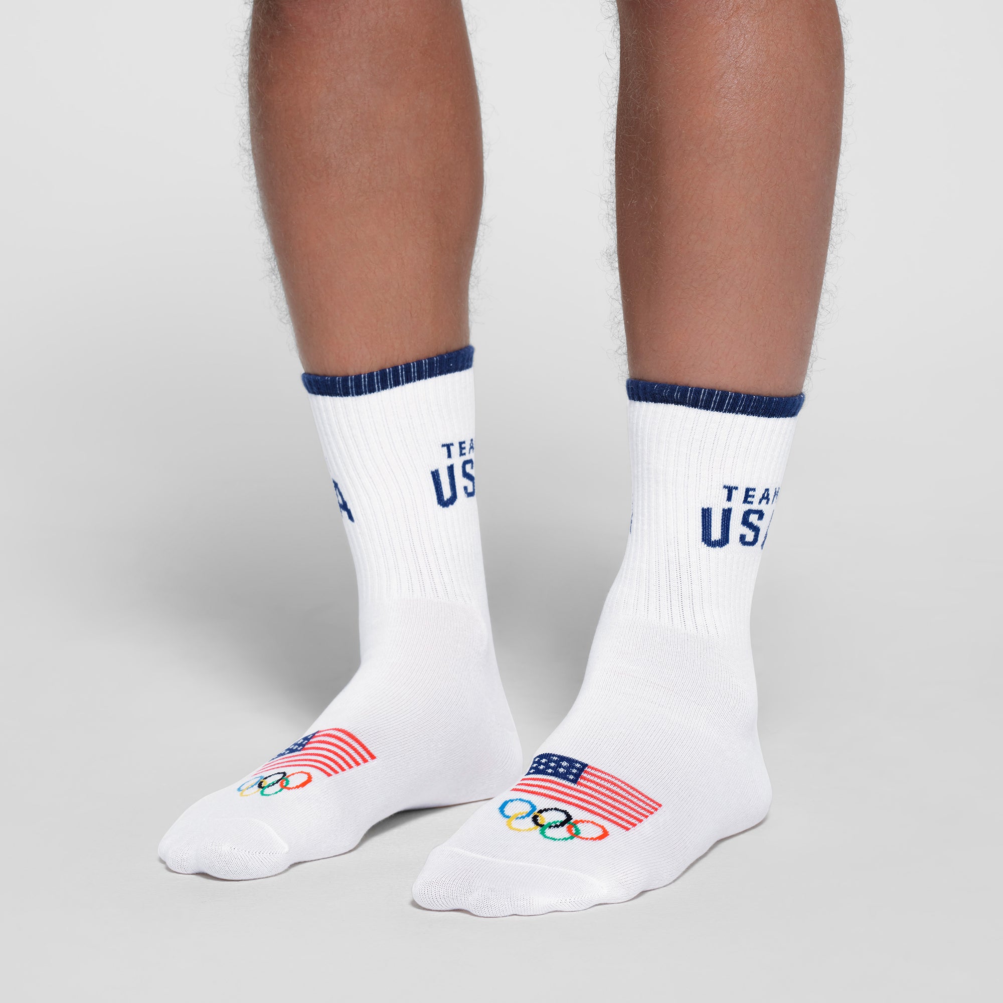 SKIMS FOR TEAM USA MENS OLYMPIC RIBBED CREW SOCK | WHITE - Image 3