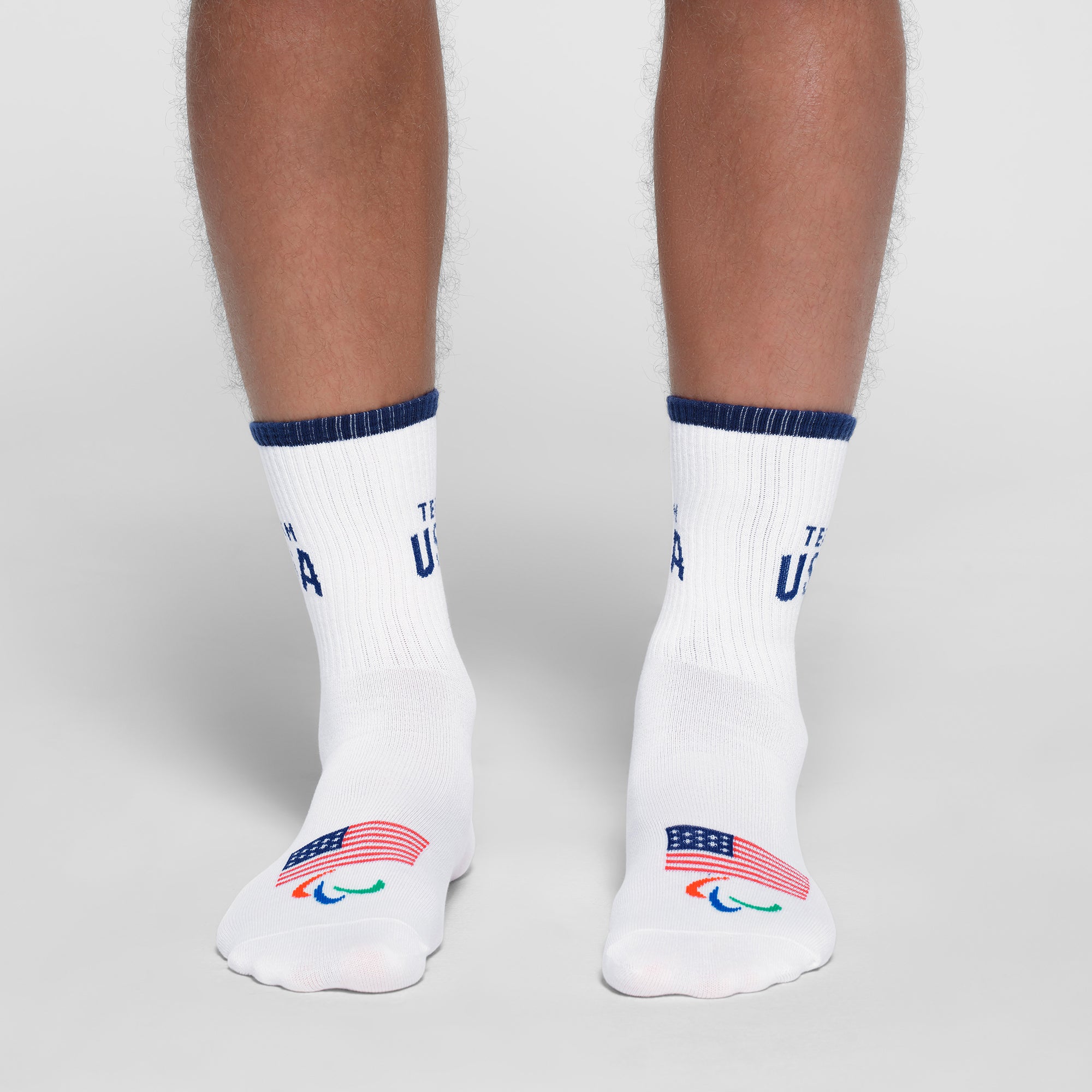 SKIMS FOR TEAM USA MENS PARALYMPIC RIBBED CREW SOCK | WHITE