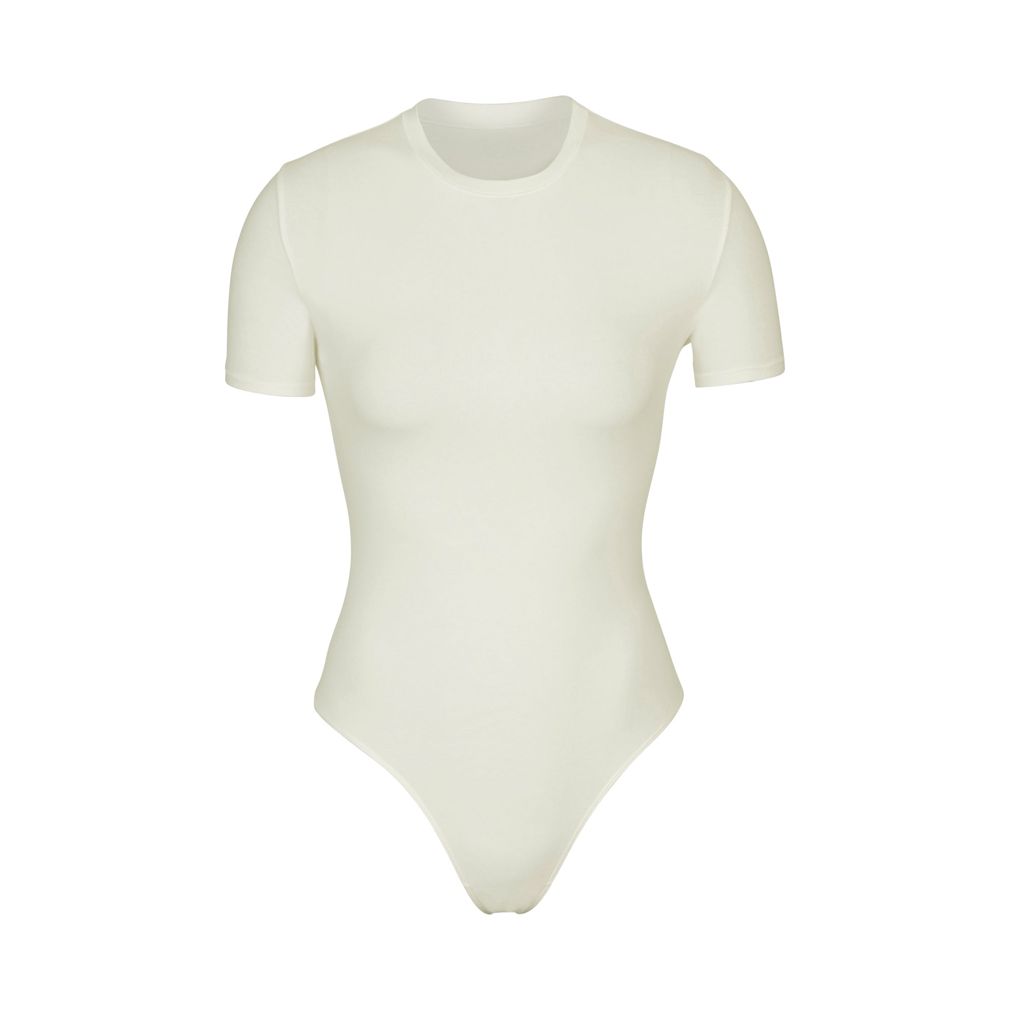 COTTON JERSEY T-SHIRT BODYSUIT | BONE