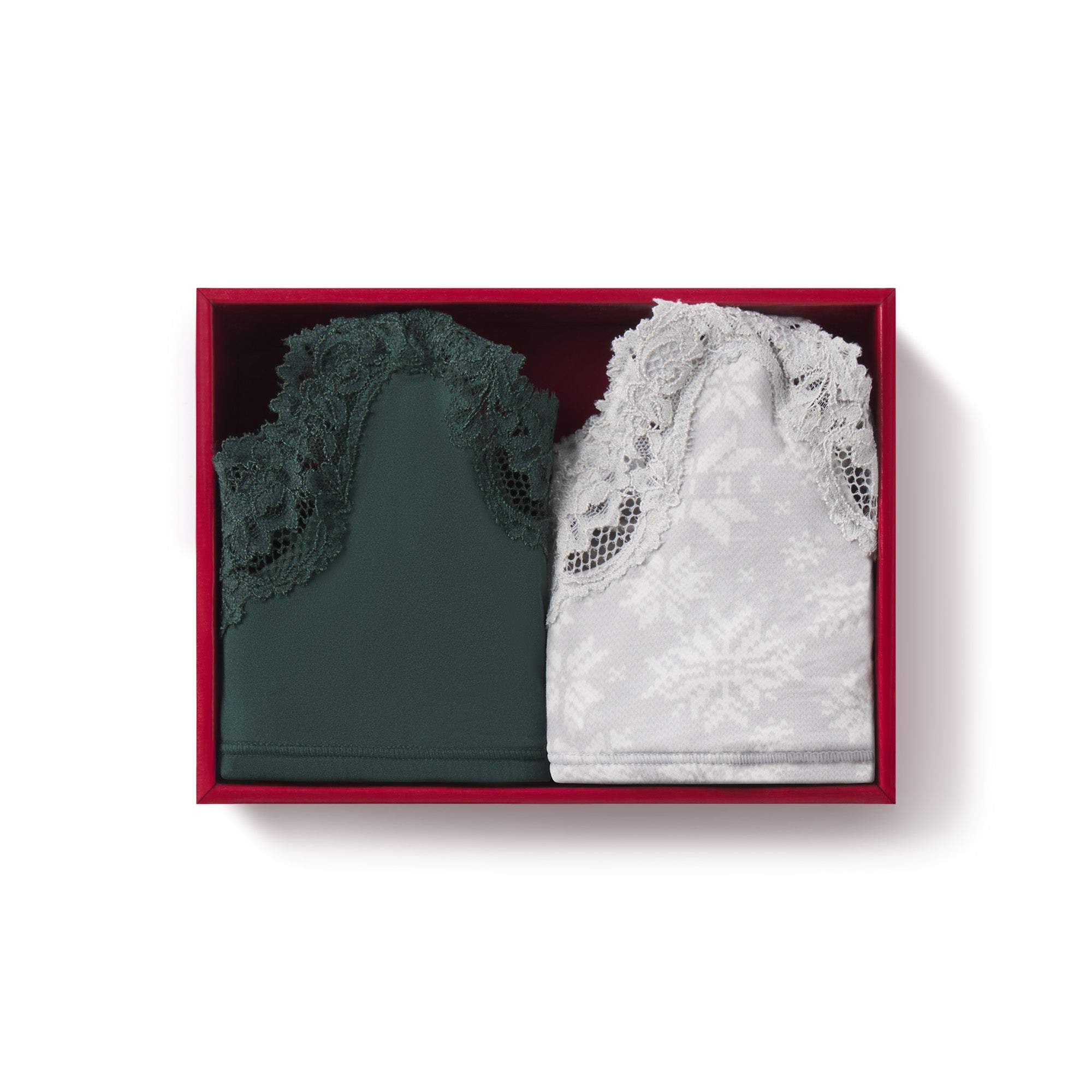 FITS EVERYBODY LACE SCOOP BRALETTE 2-PACK | PLATINUM SNOWFLAKE FAIR ISLE AND SPRUCE - Image 8