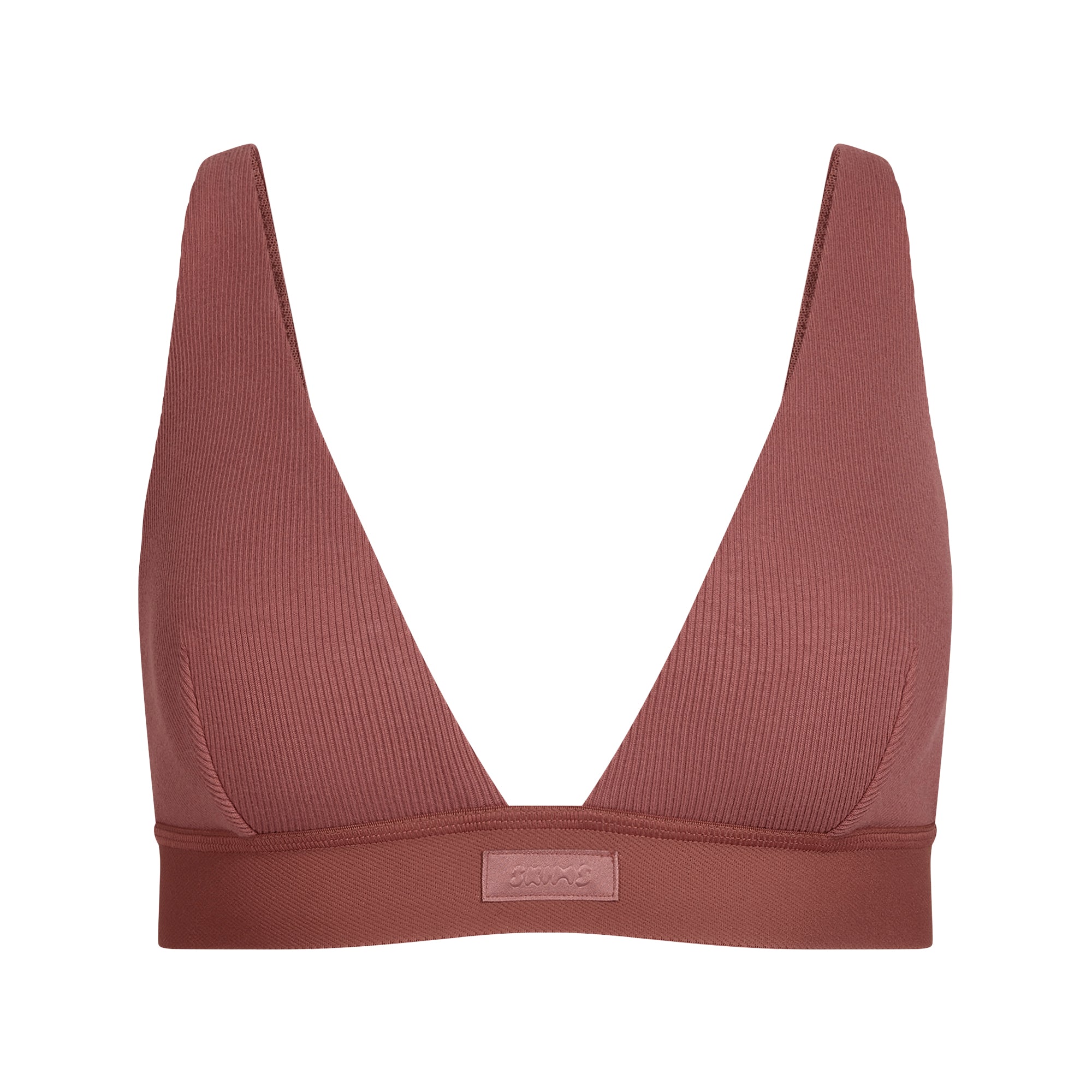 COTTON RIB PLUNGE BRALETTE | REDWOOD - Image 6