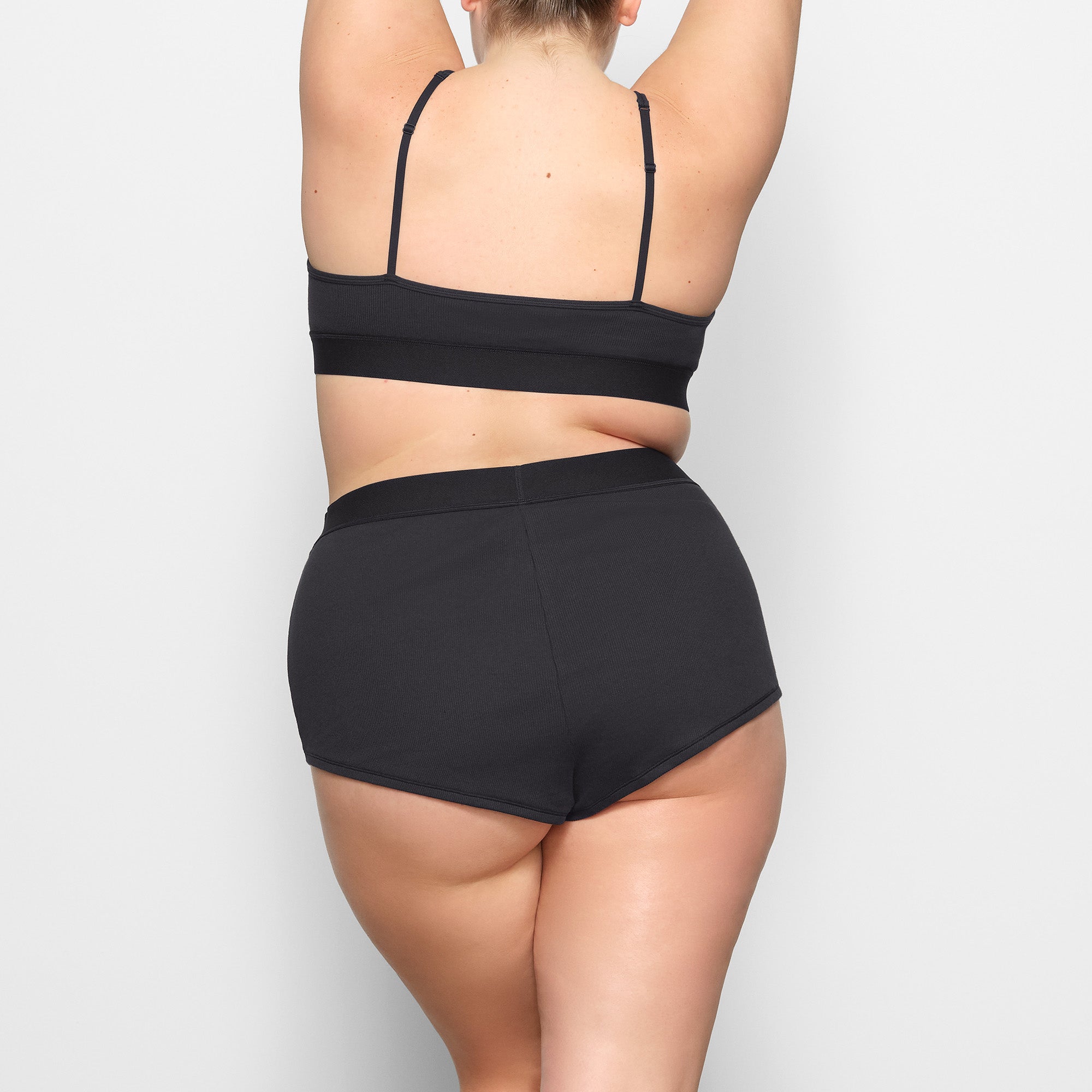 COTTON RIB SCOOP BRALETTE | SOOT - Image 3