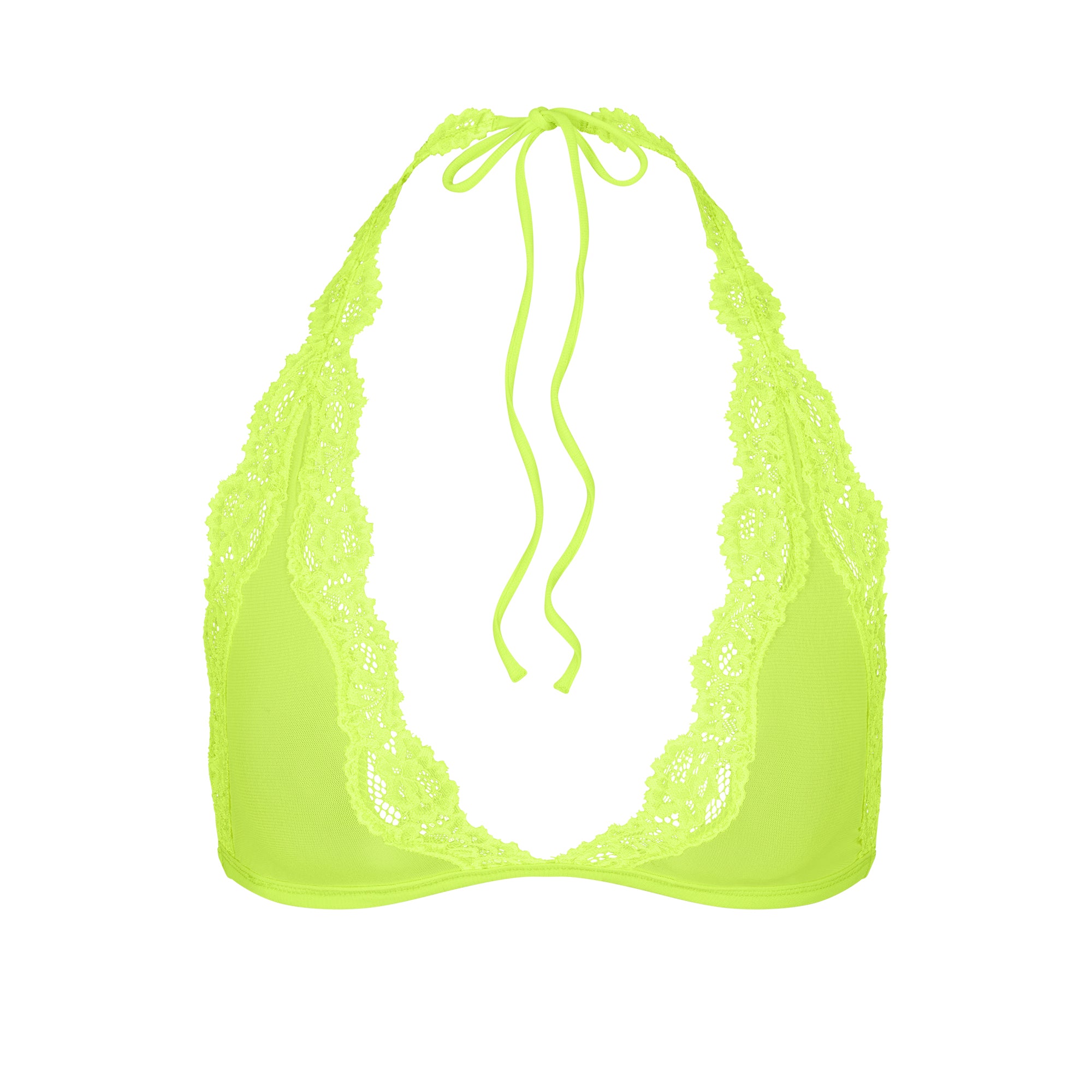 SUMMER MESH LACE PLUNGE HALTER BRALETTE | HIGHLIGHTER - Image 5