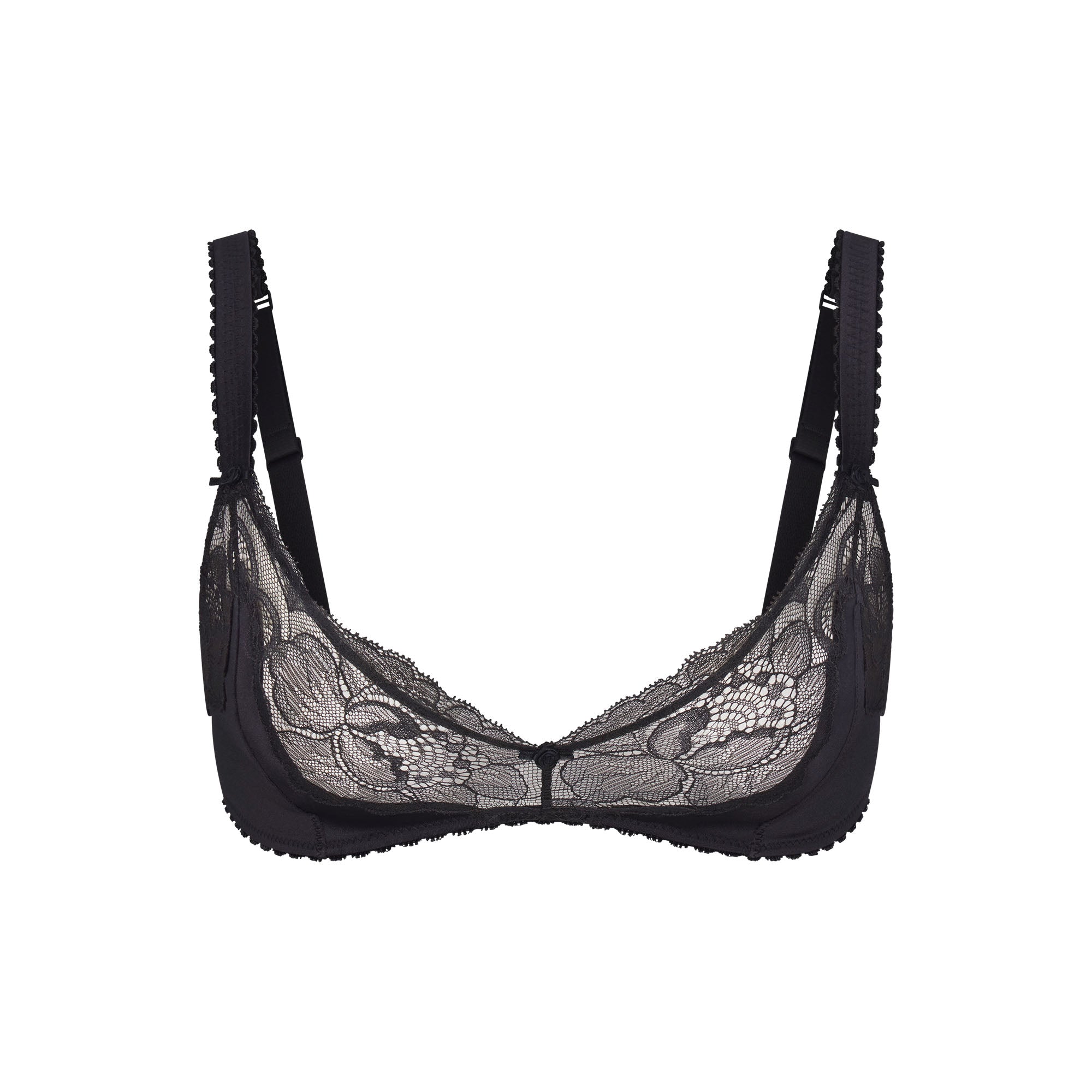 STRETCH SATIN LACE TRIANGLE BRALETTE | ONYX - Image 5