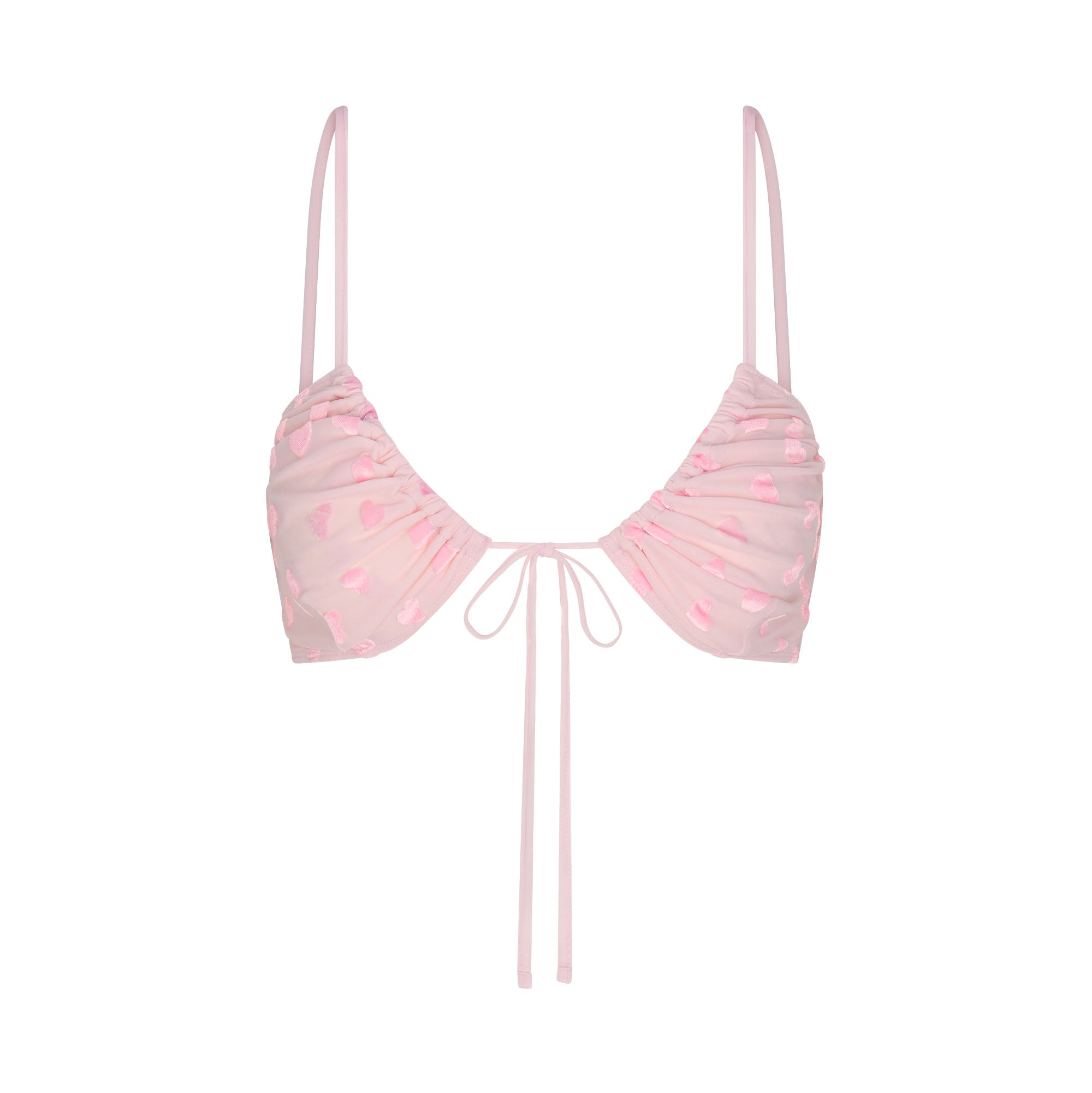 SHEER VELVET TIE FRONT BRALETTE | BABY PINK - Image 5