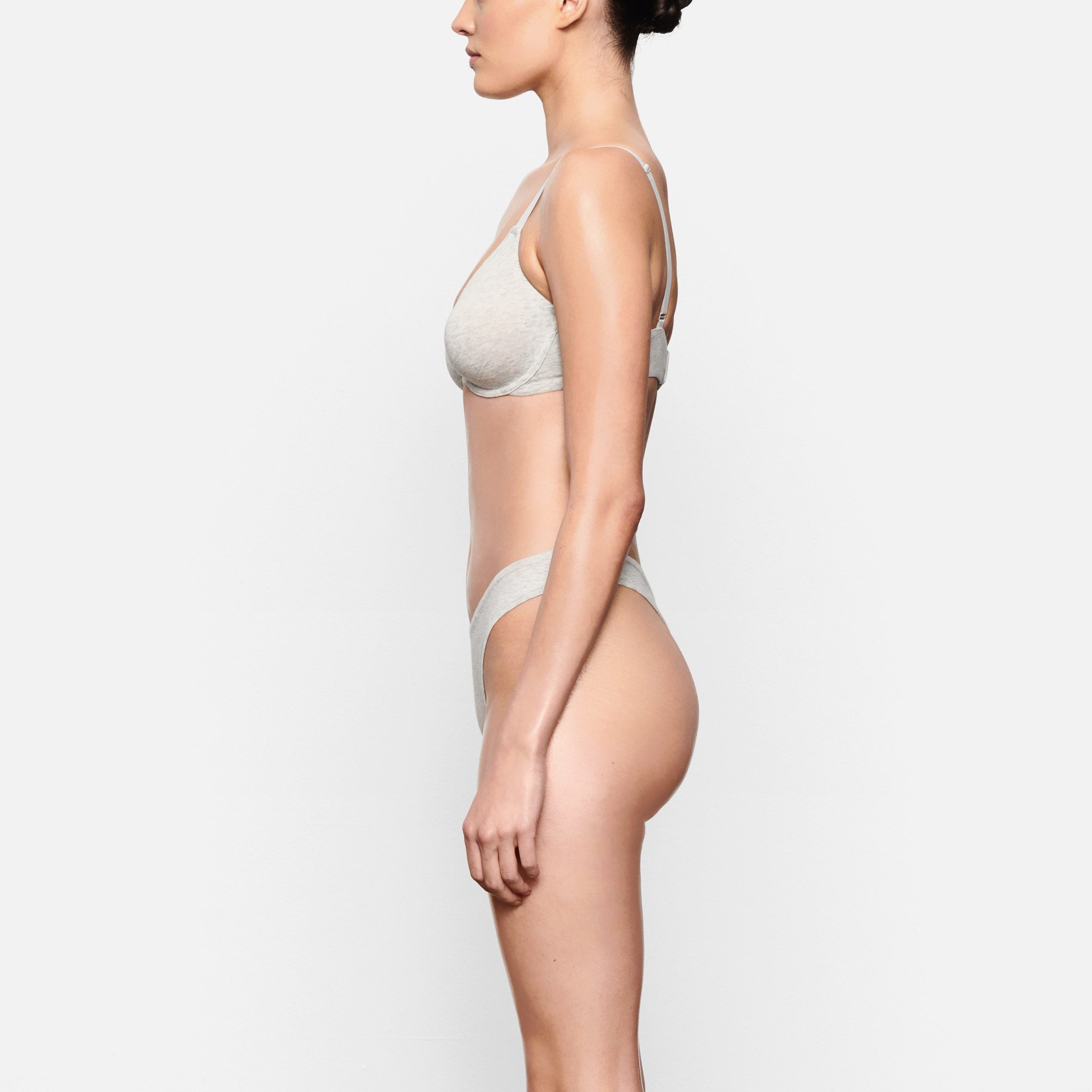 COTTON JERSEY T-SHIRT BRA | LIGHT HEATHER GREY - Image 2