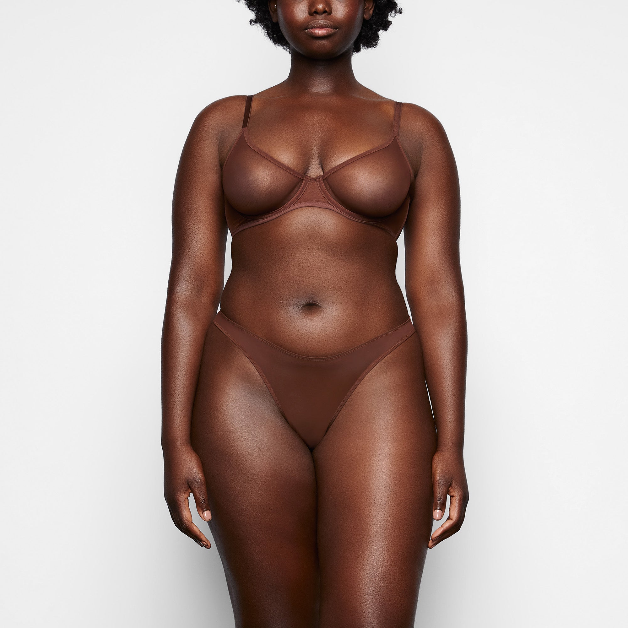 ULTRA FINE MESH SCOOP BRA | MAHOGANY