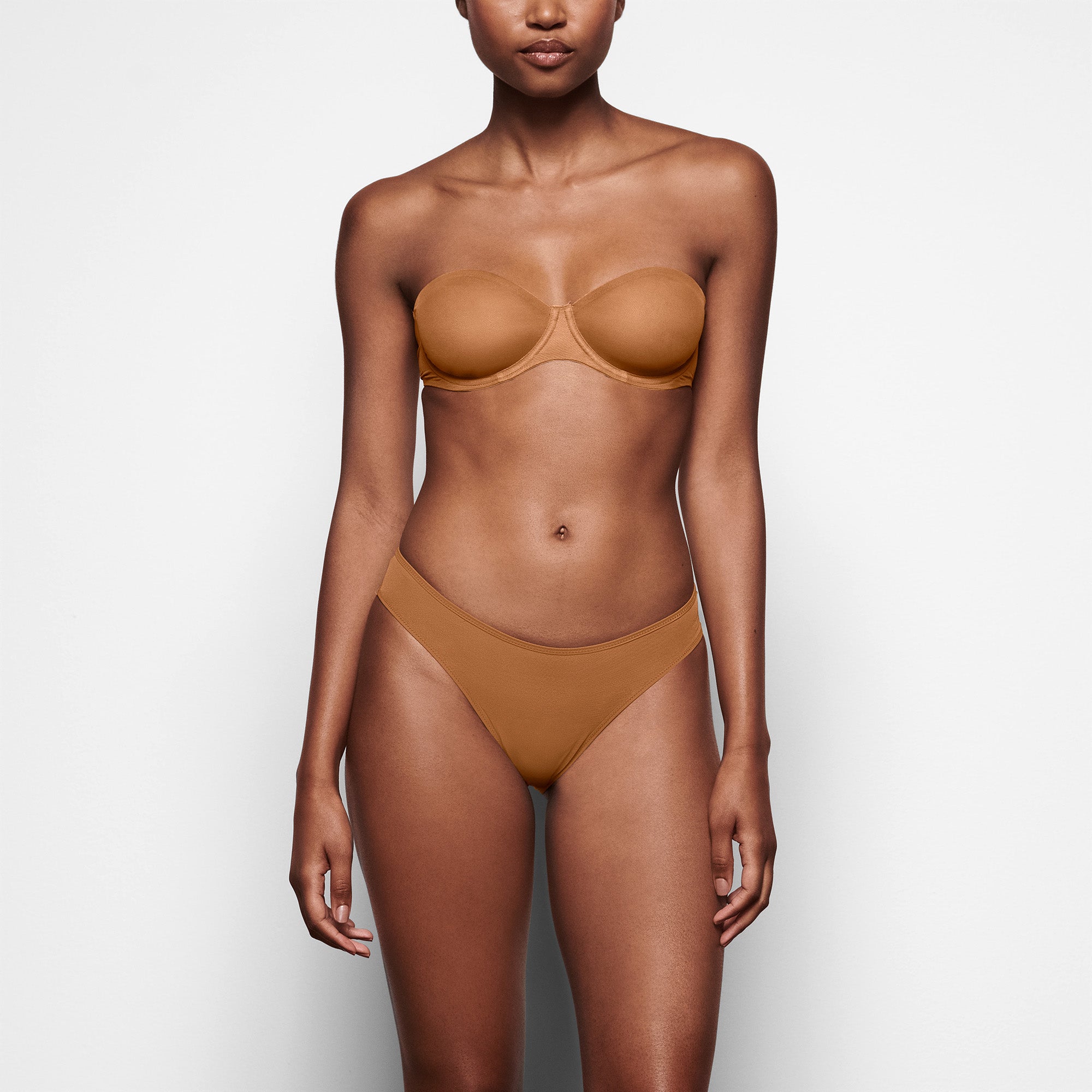 ULTRA FINE MESH STRAPLESS BRA | BRONZE