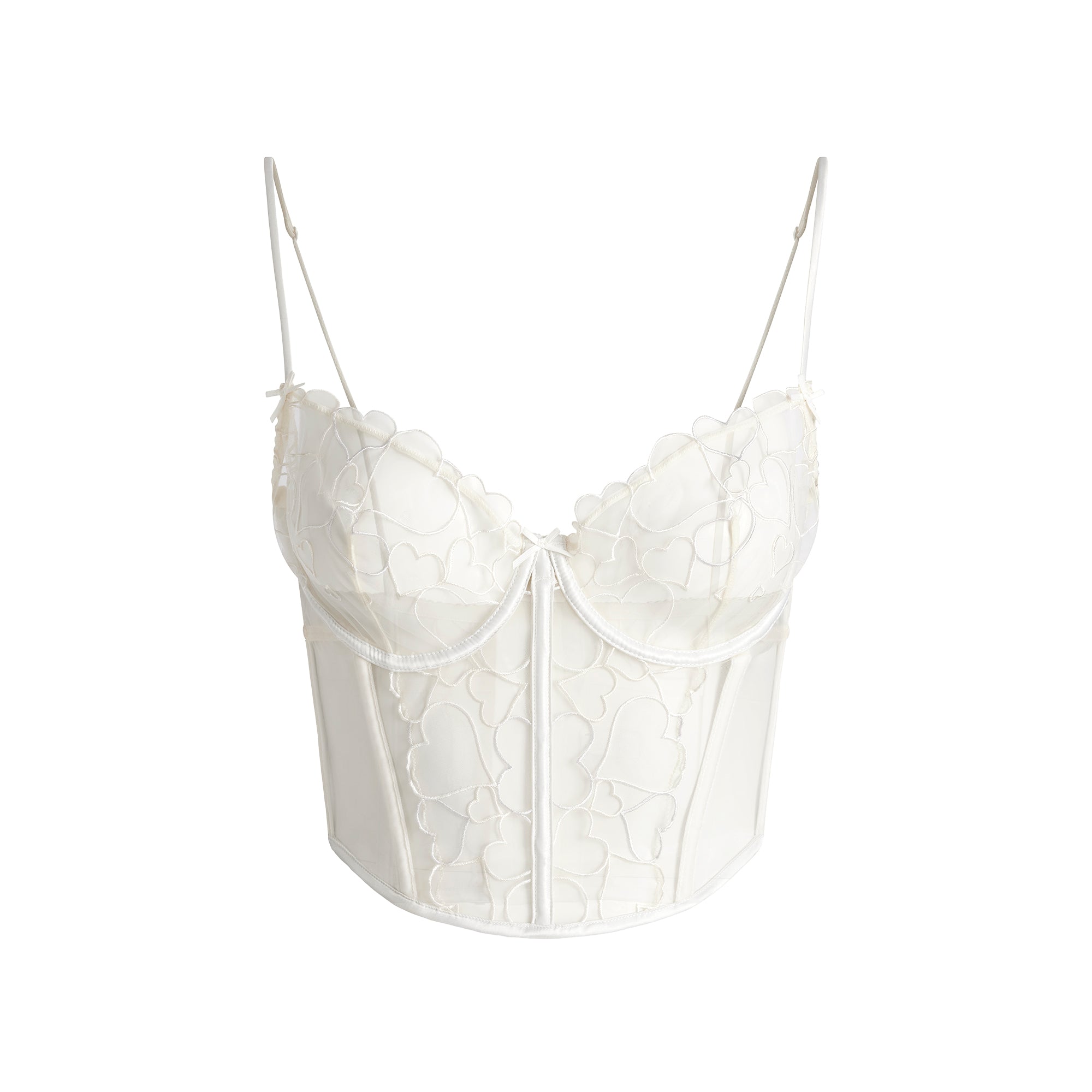 EMBROIDERED TULLE CROPPED CORSET | MARBLE - Image 6