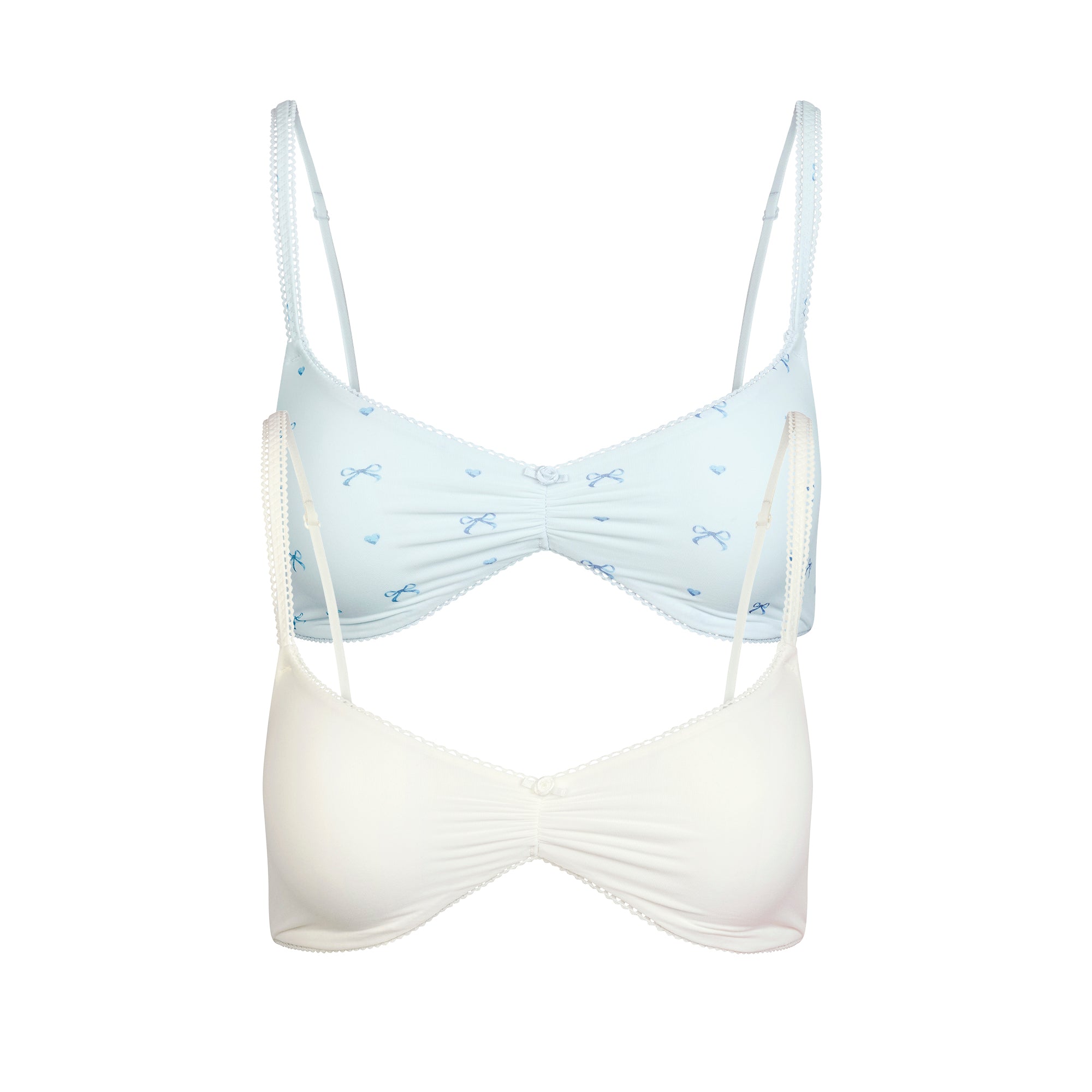 FITS EVERYBODY PICOT SKIMPY SCOOP BRALETTE 2-PACK | MARBLE AND CLOUD BOW PRINT