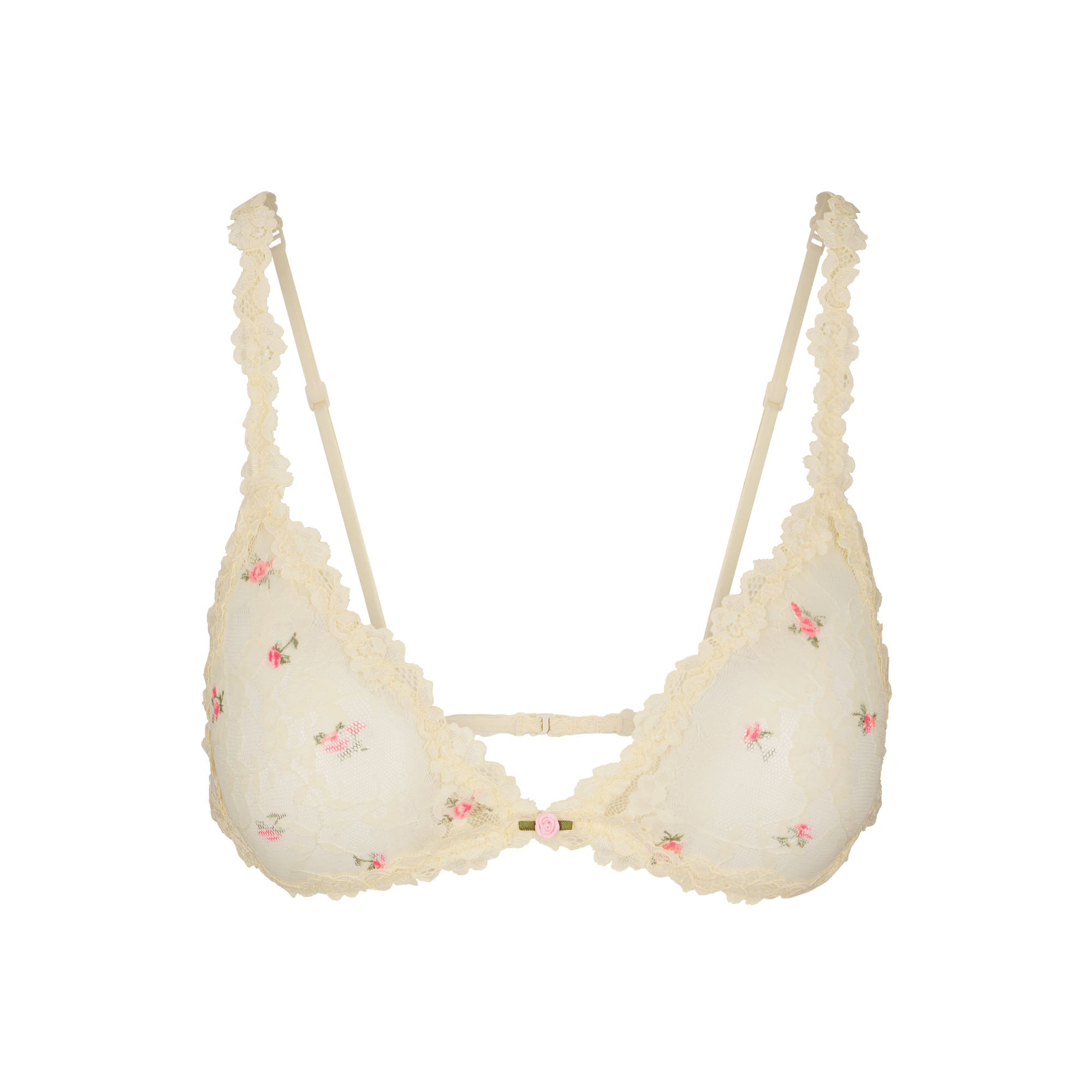 STRETCH LACE TRIANGLE BRALETTE | BUTTER ROSEBUD PRINT - Image 4