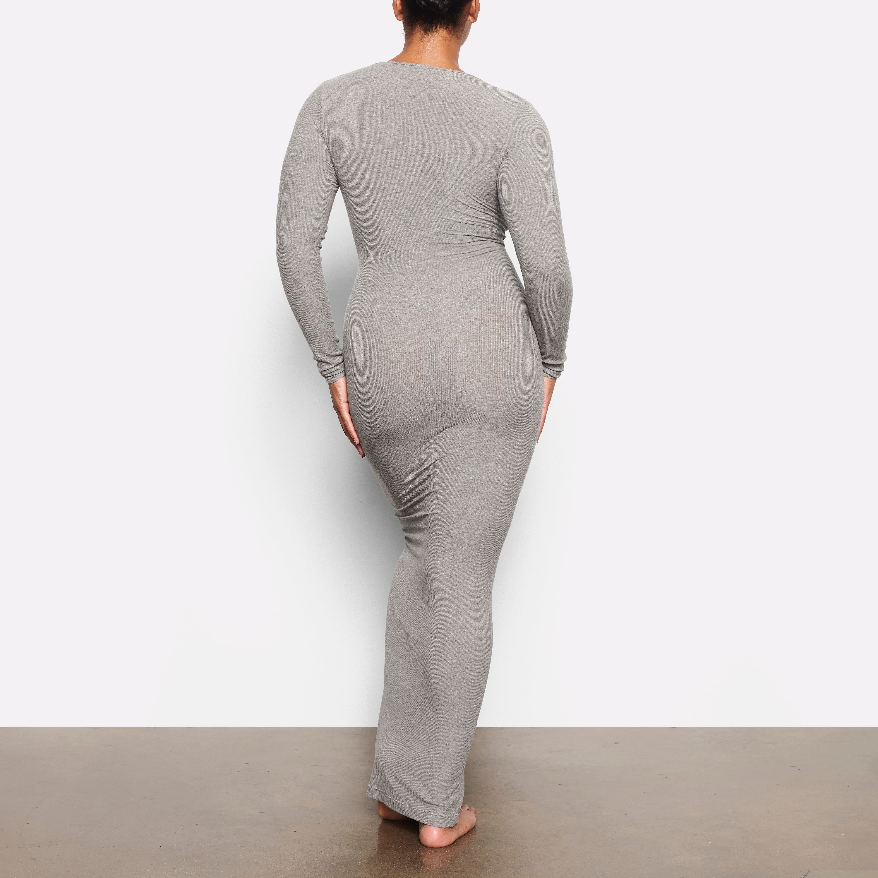 SOFT LOUNGE LONG SLEEVE DRESS | HEATHER GREY - Image 3