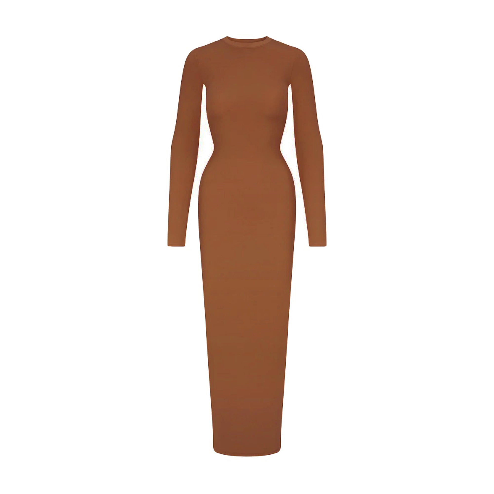 FITS EVERYBODY CREW NECK LONG SLEEVE DRESS | BRONZE