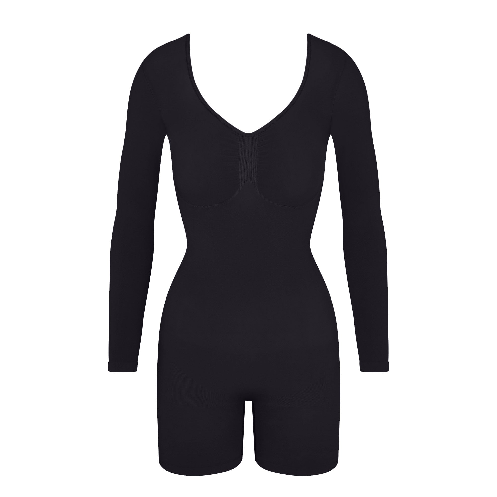 SEAMLESS SCULPT LONG SLEEVE LOW BACK MID THIGH BODYSUIT | ONYX - Image 6