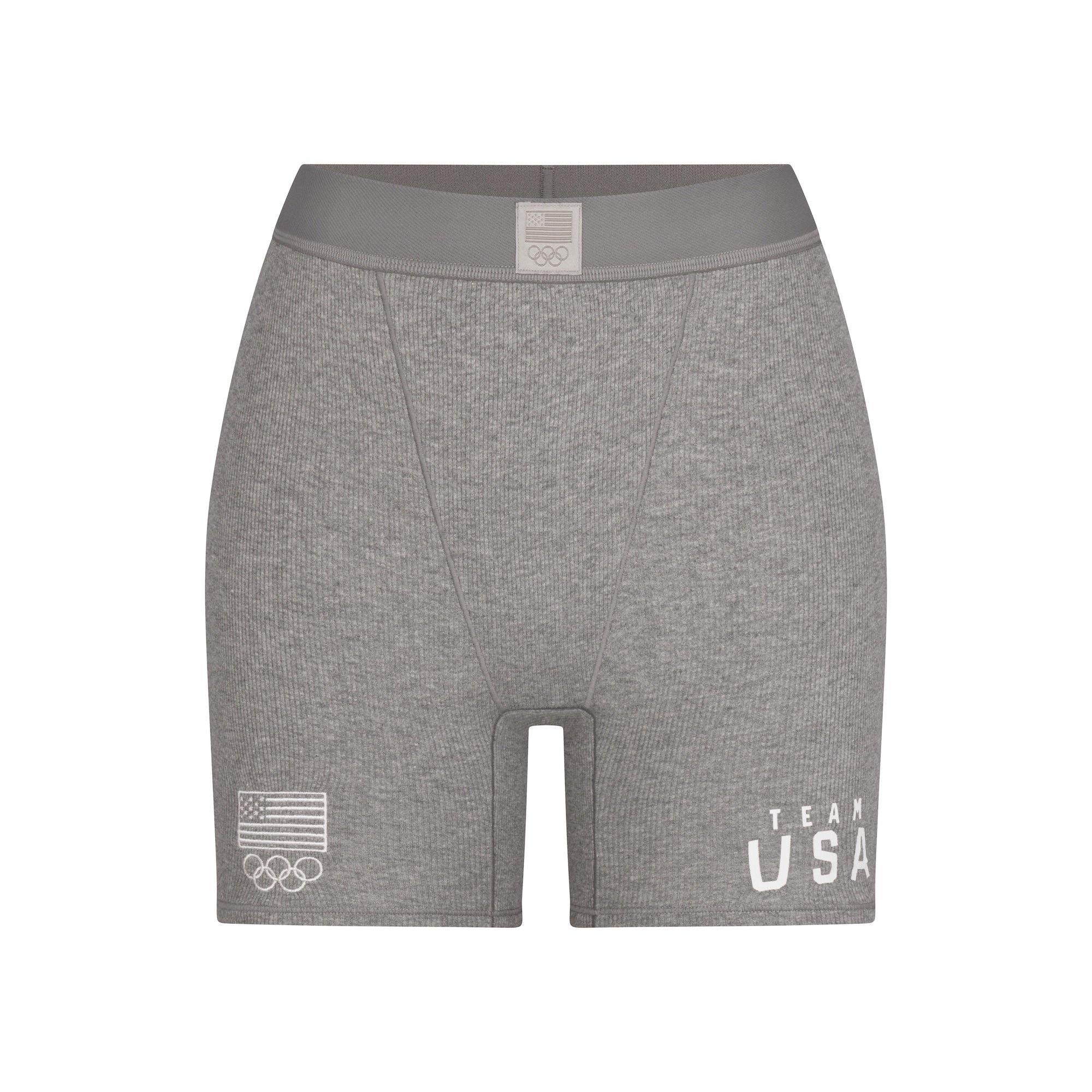 SKIMS FOR TEAM USA COTTON RIB OLYMPIC BOXER | HEATHER GREY - Image 5