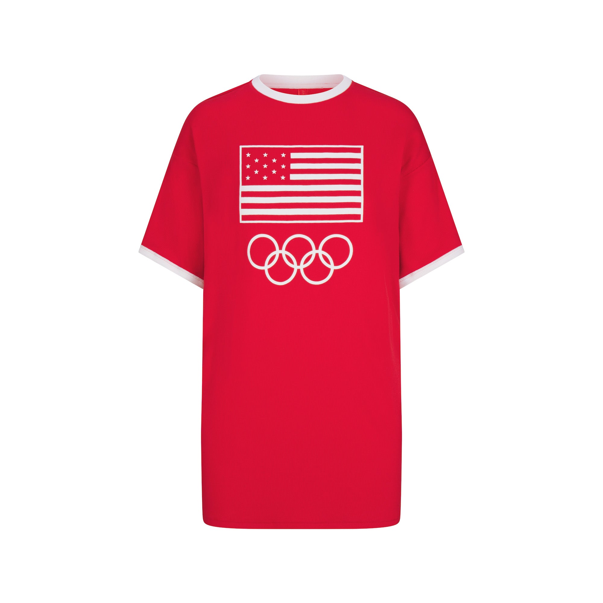 SKIMS FOR TEAM USA COTTON RIB OLYMPIC T-SHIRT MINI DRESS | RED - Image 5