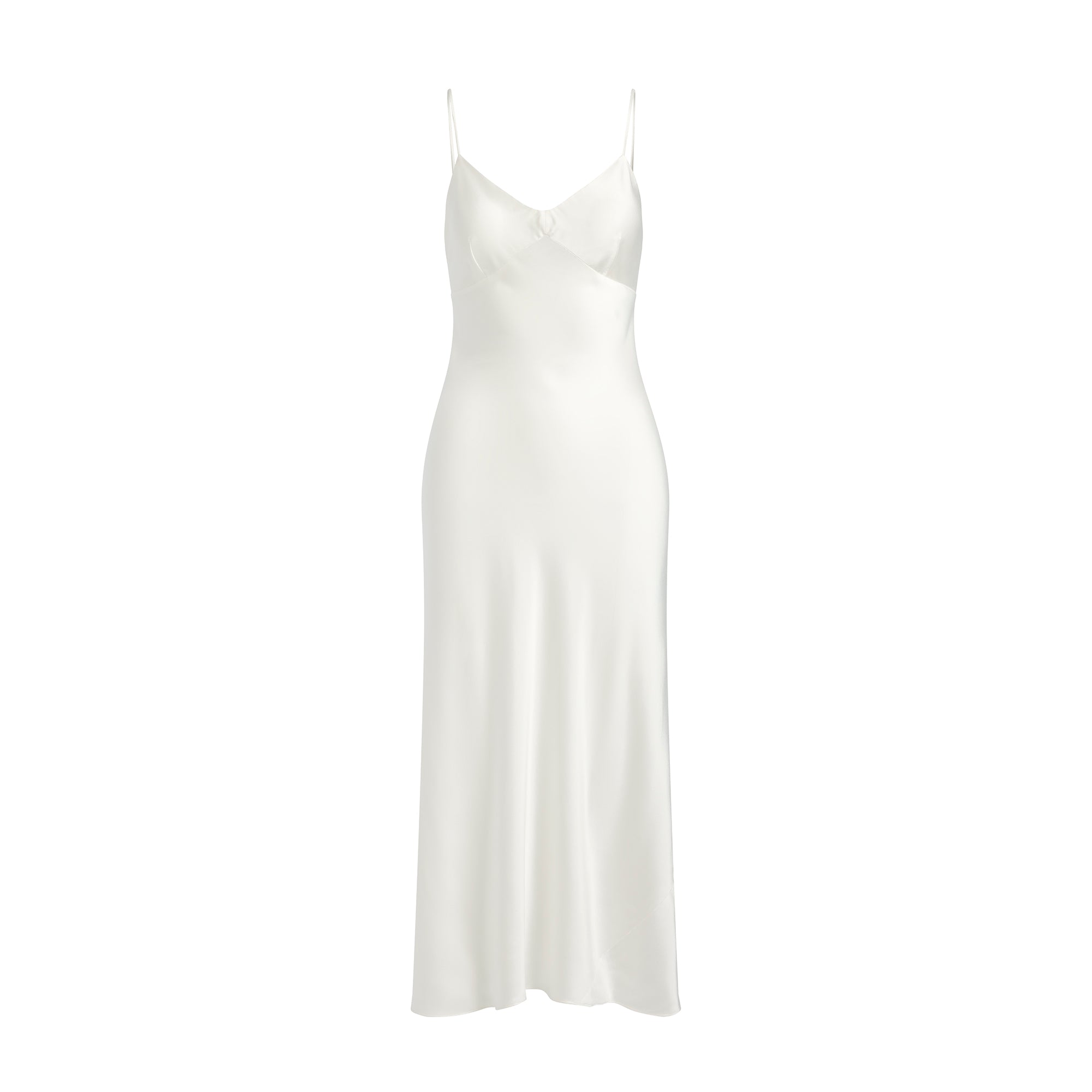 SILK CAMI V NECK LONG SLIP | IVORY - Image 5