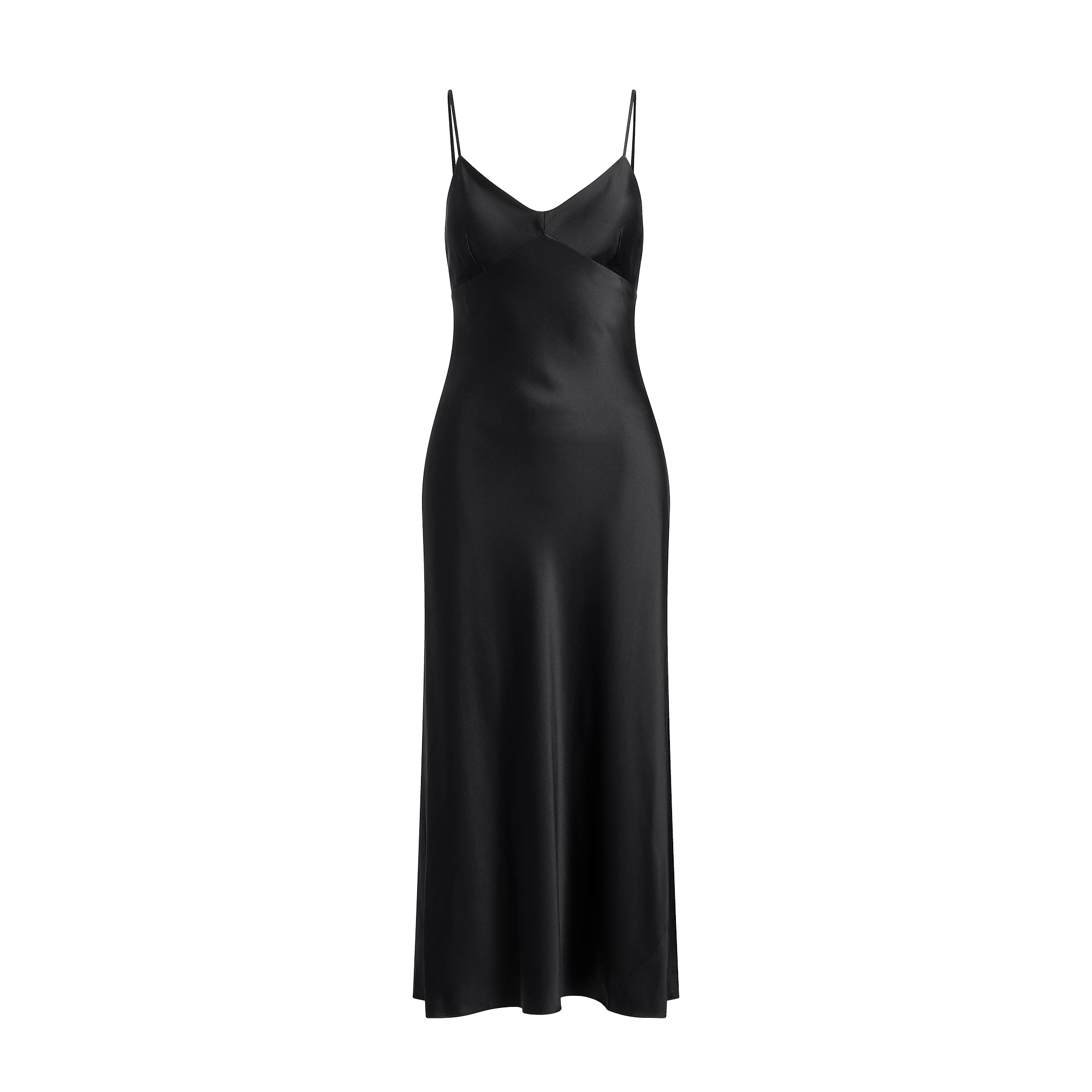 SILK CAMI V NECK LONG SLIP | ONYX - Image 9