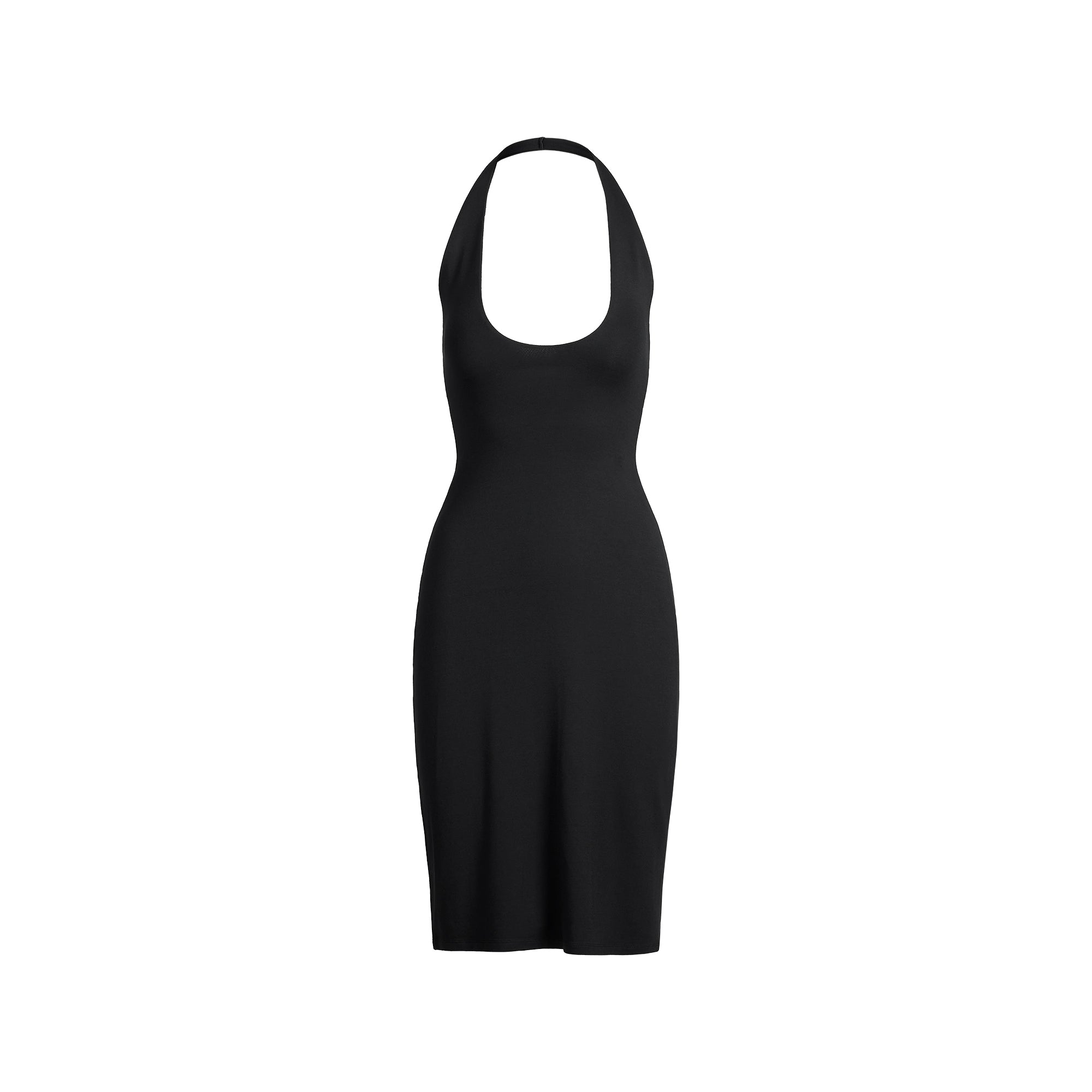SMOOTH LAYERS PLUNGE HALTER MIDI DRESS | OBSIDIAN - Image 6