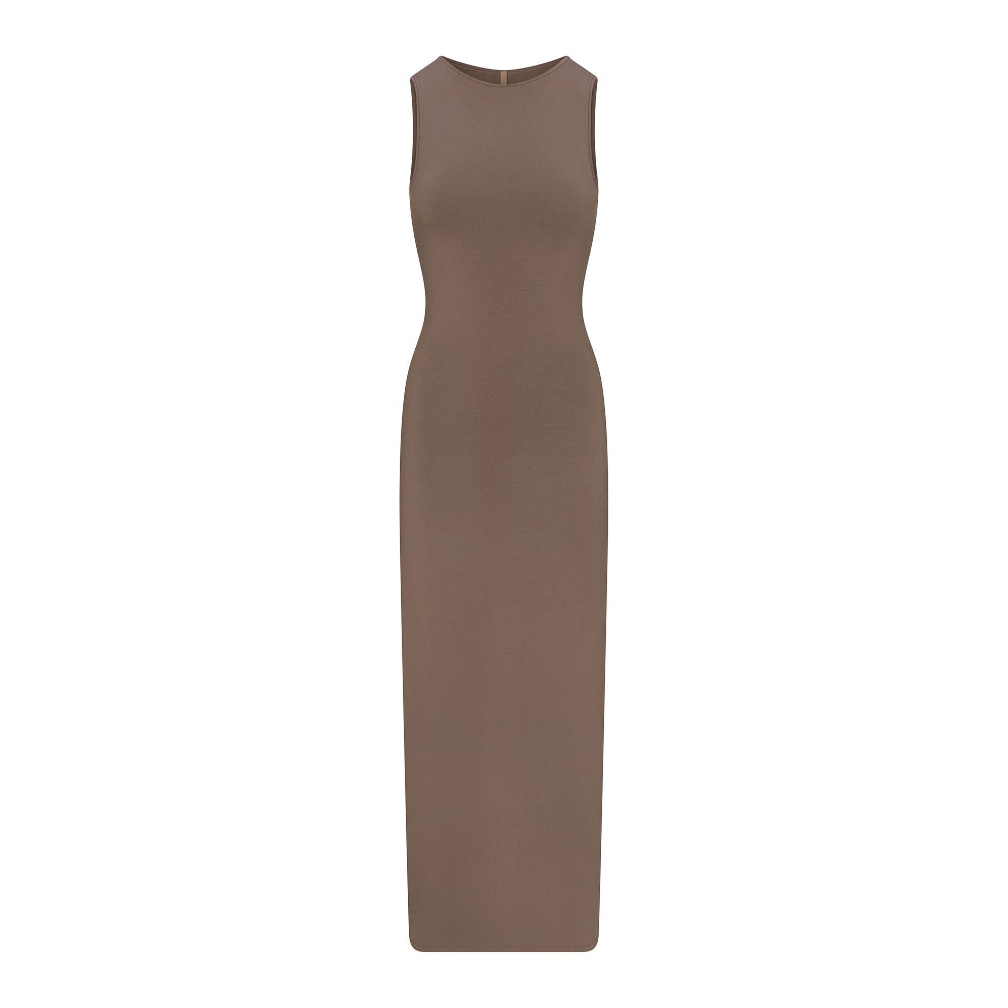 SMOOTH LAYERS LONG BOAT NECK DRESS | TRUFFLE - Image 6