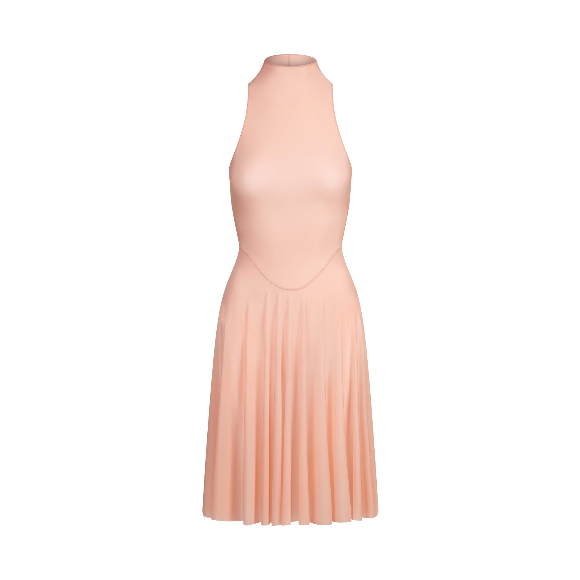 MILKY SHEER HIGH NECK MIDI DRESS | DESERT CLAY - Image 7