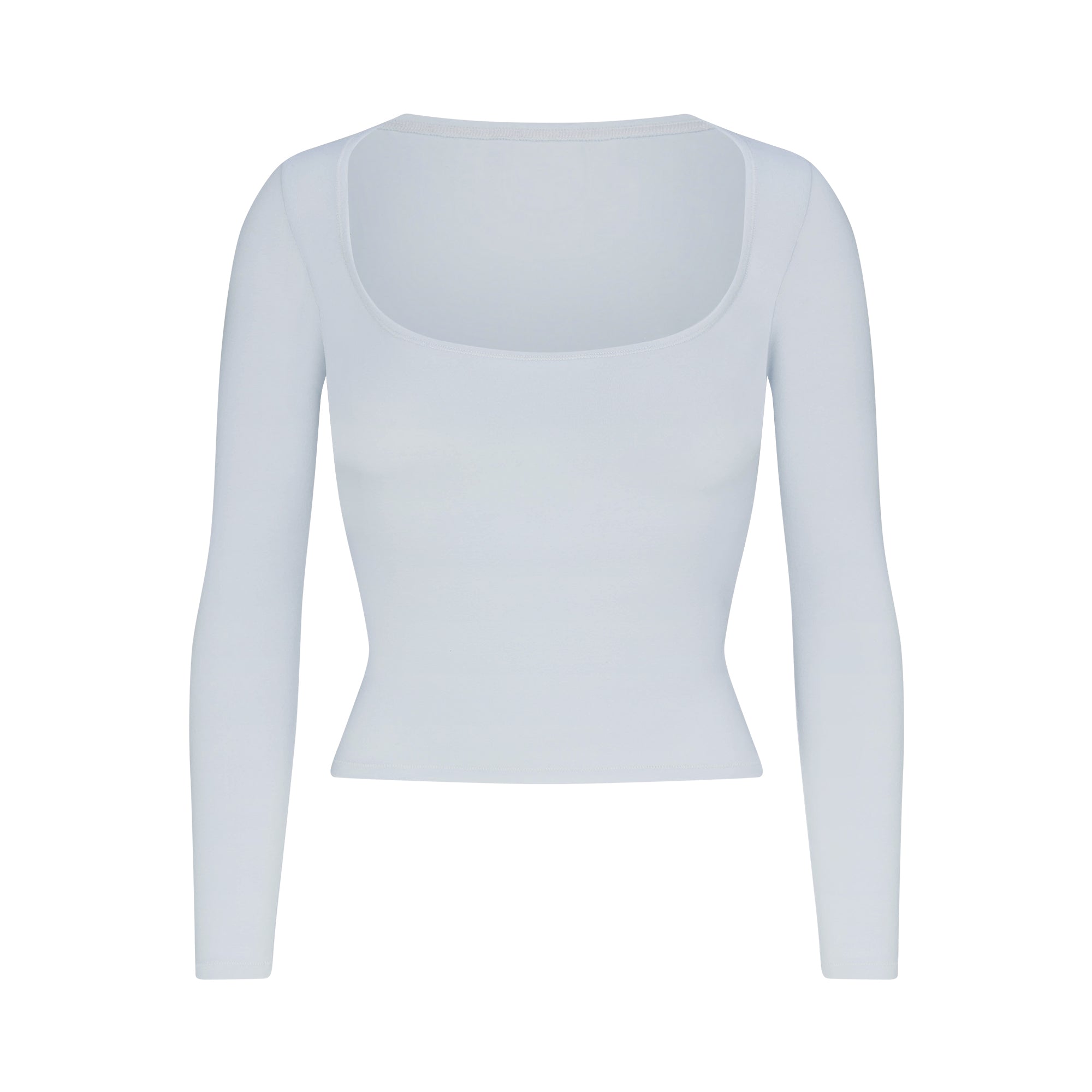 COTTON JERSEY SCOOP NECK LONG SLEEVE TOP | ZEN BLUE - Image 5