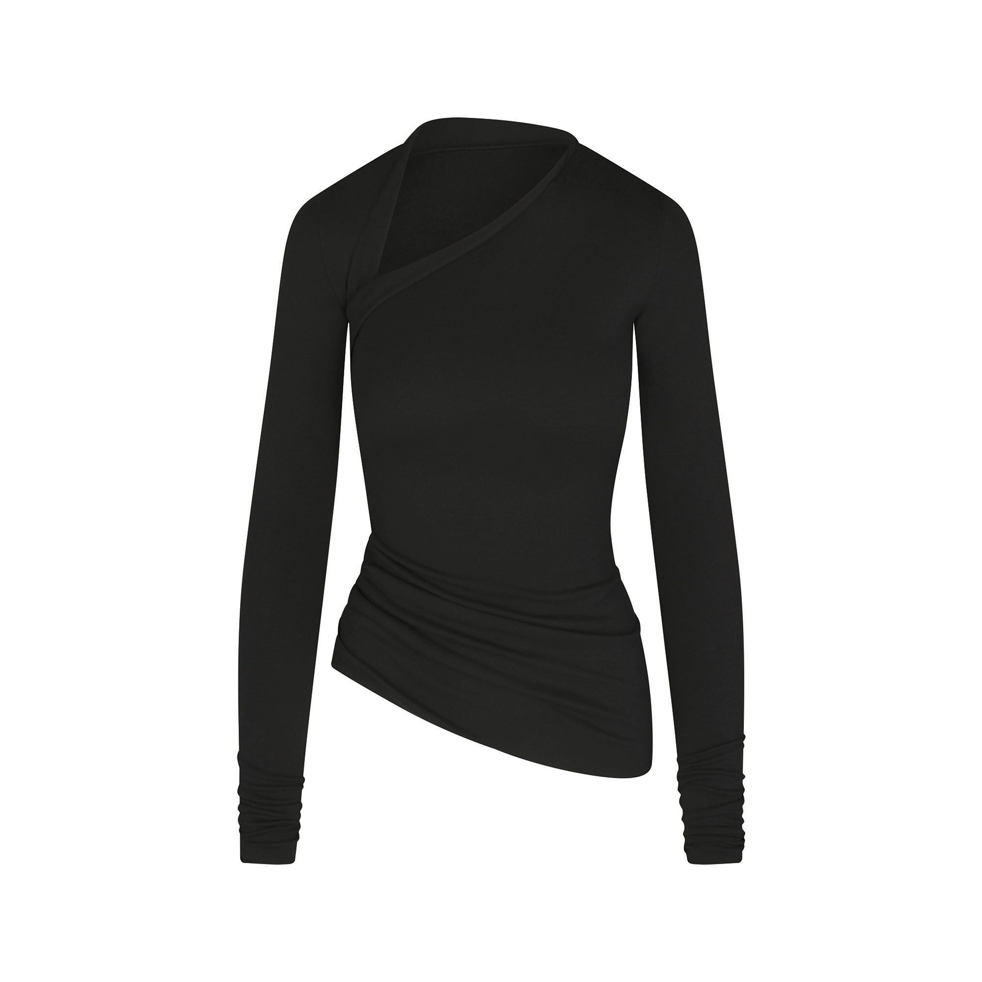 SKIMS CLOUD ASYMMETRIC LONG SLEEVE TOP | ONYX - Image 6