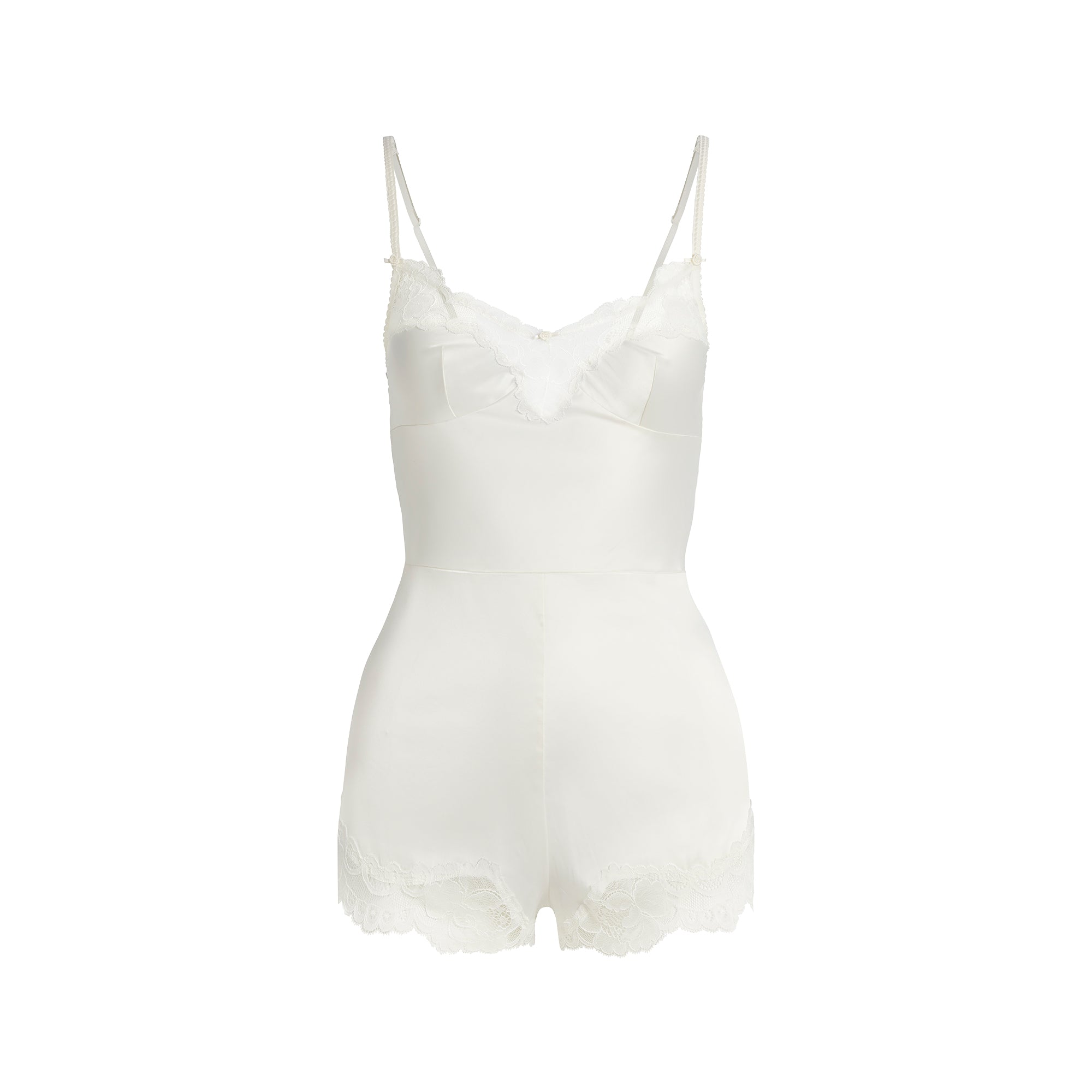 WOVEN SHINE LACE TEDDY | IVORY - Image 7