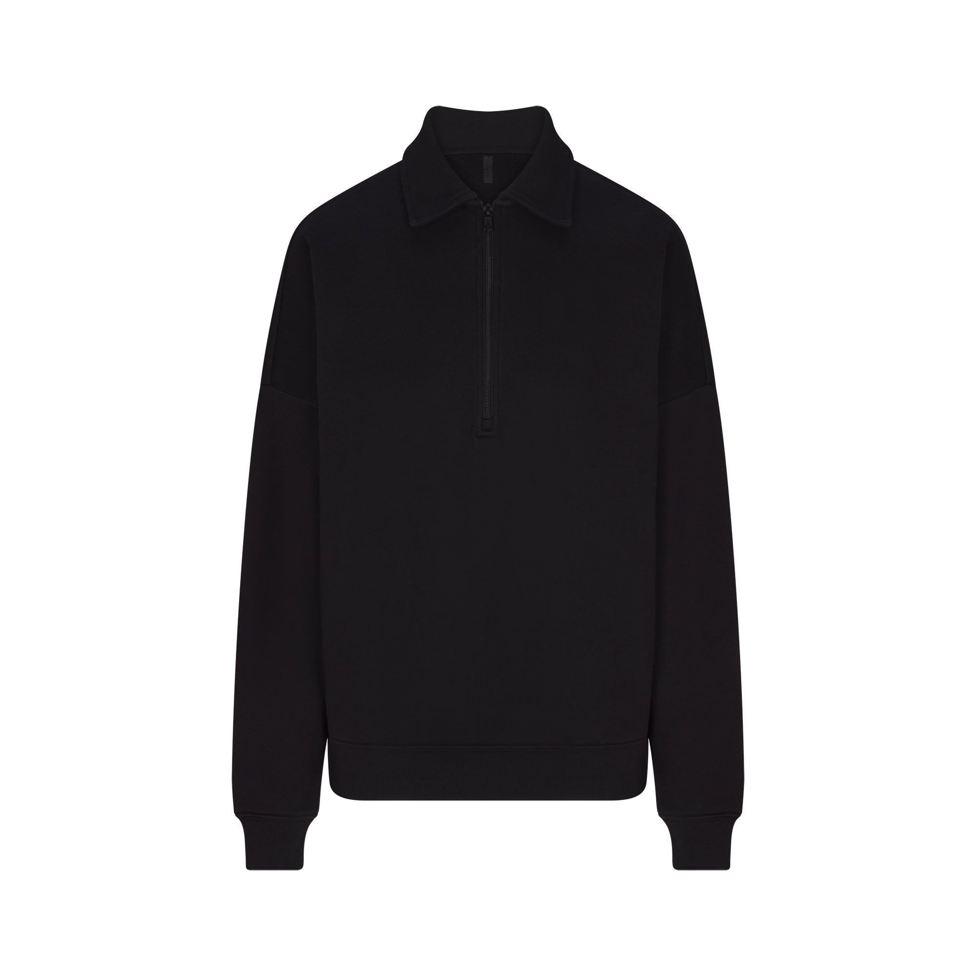 COTTON FLEECE OVERSIZED QUARTER ZIP PULLOVER | ONYX - Image 5