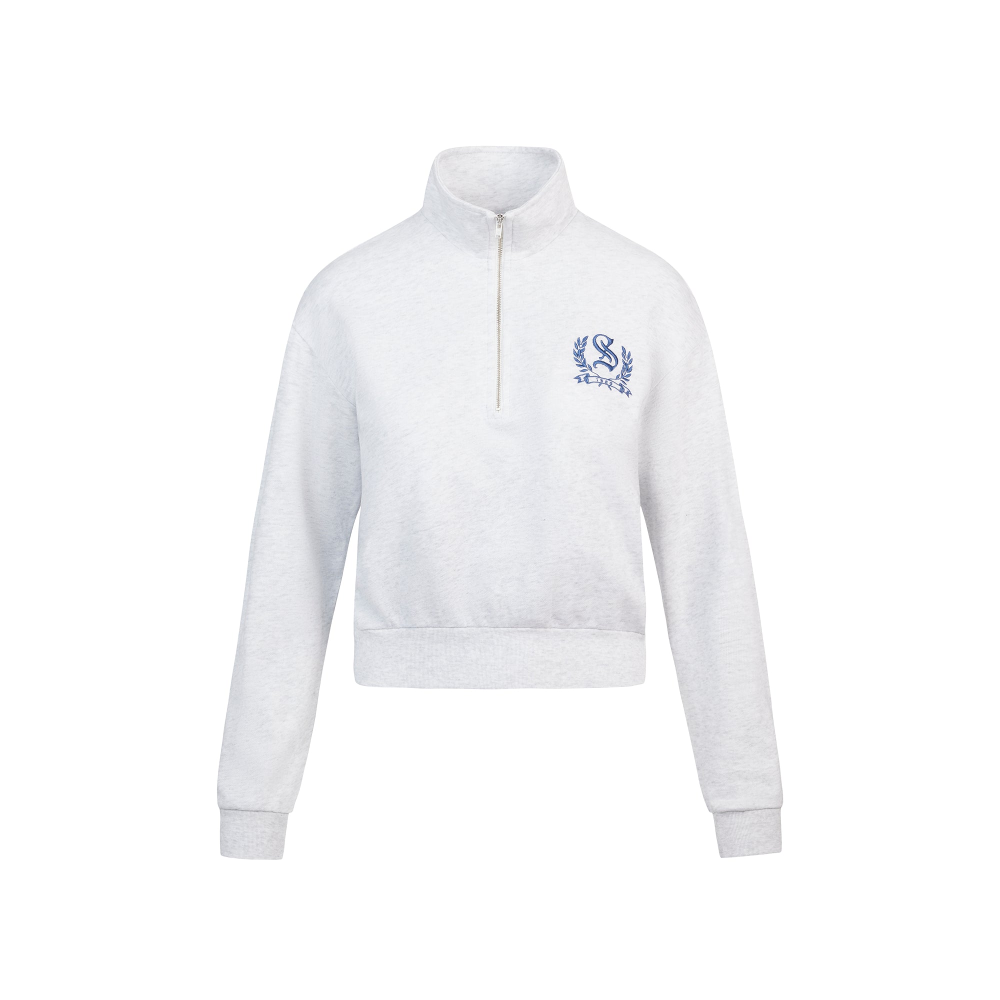 LIGHTWEIGHT FLEECE SHRUNKEN QUARTER ZIP | LIGHT HEATHER GREY - Image 6