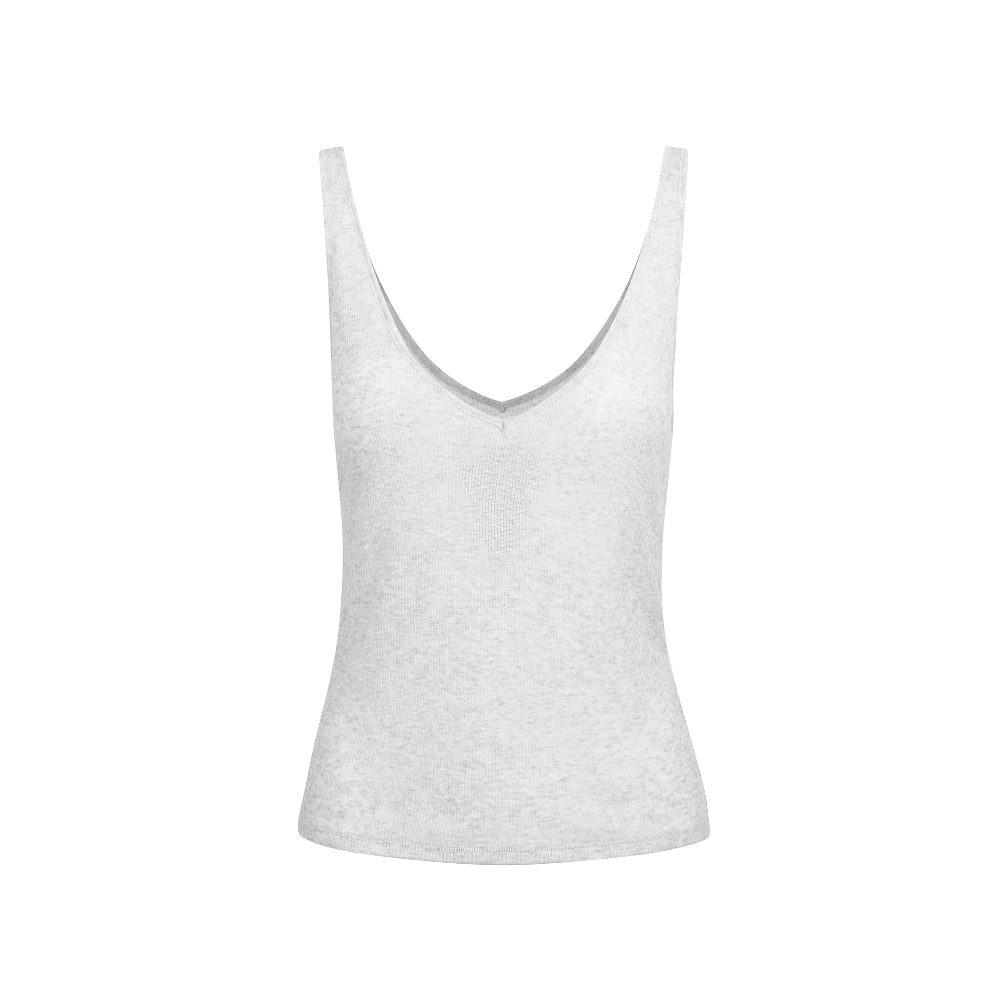 SHEER COTTON V NECK TANK | LIGHT HEATHER GREY - Image 4