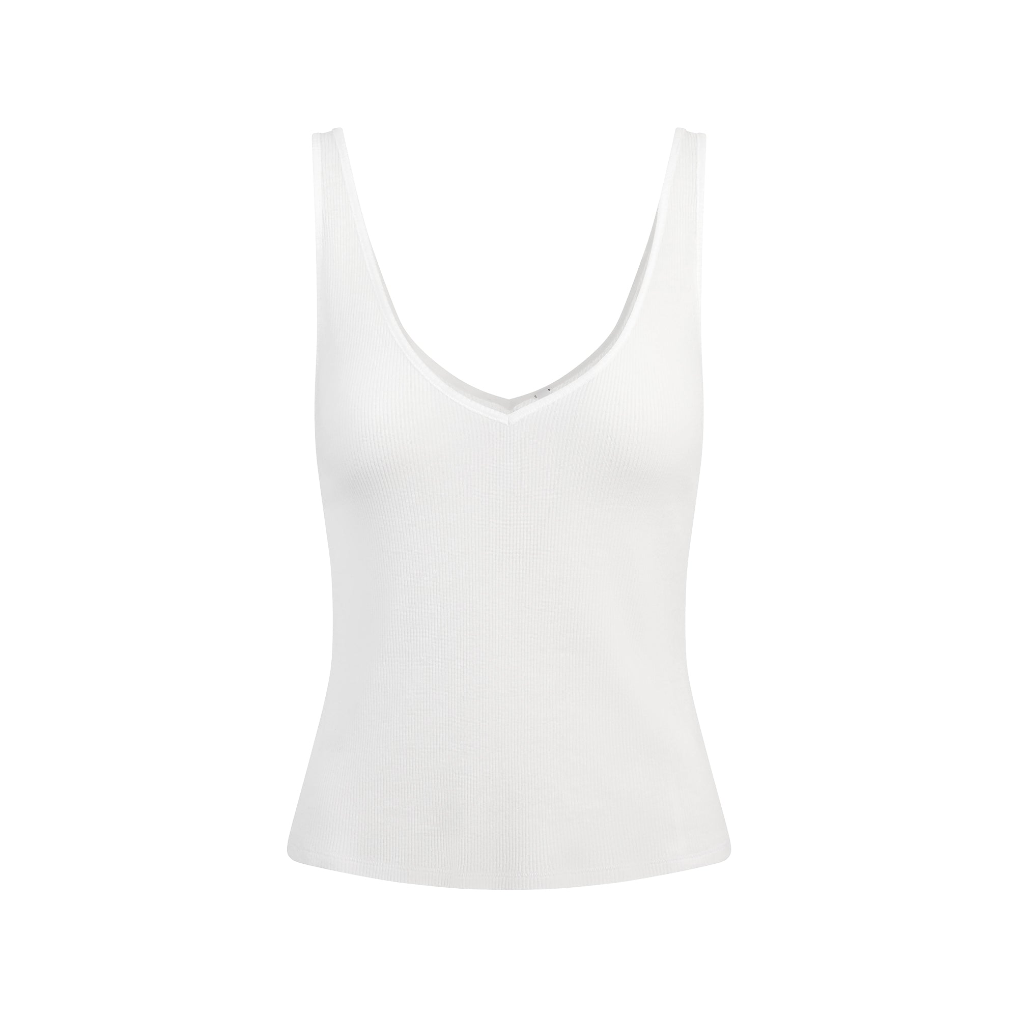 SHEER COTTON V NECK TANK | SNOW - Image 4