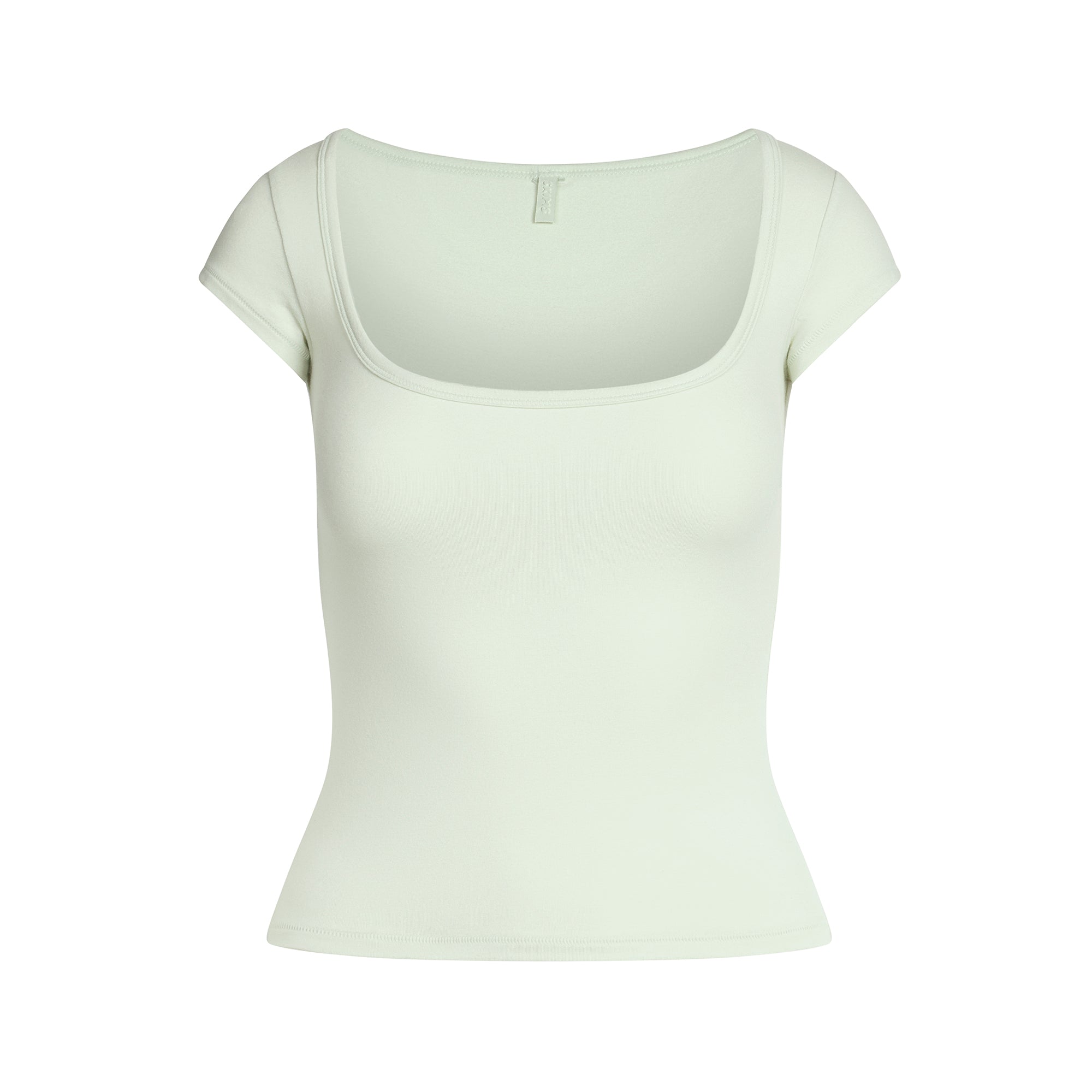 COTTON JERSEY SCOOP NECK T-SHIRT | SPEARMINT - Image 6