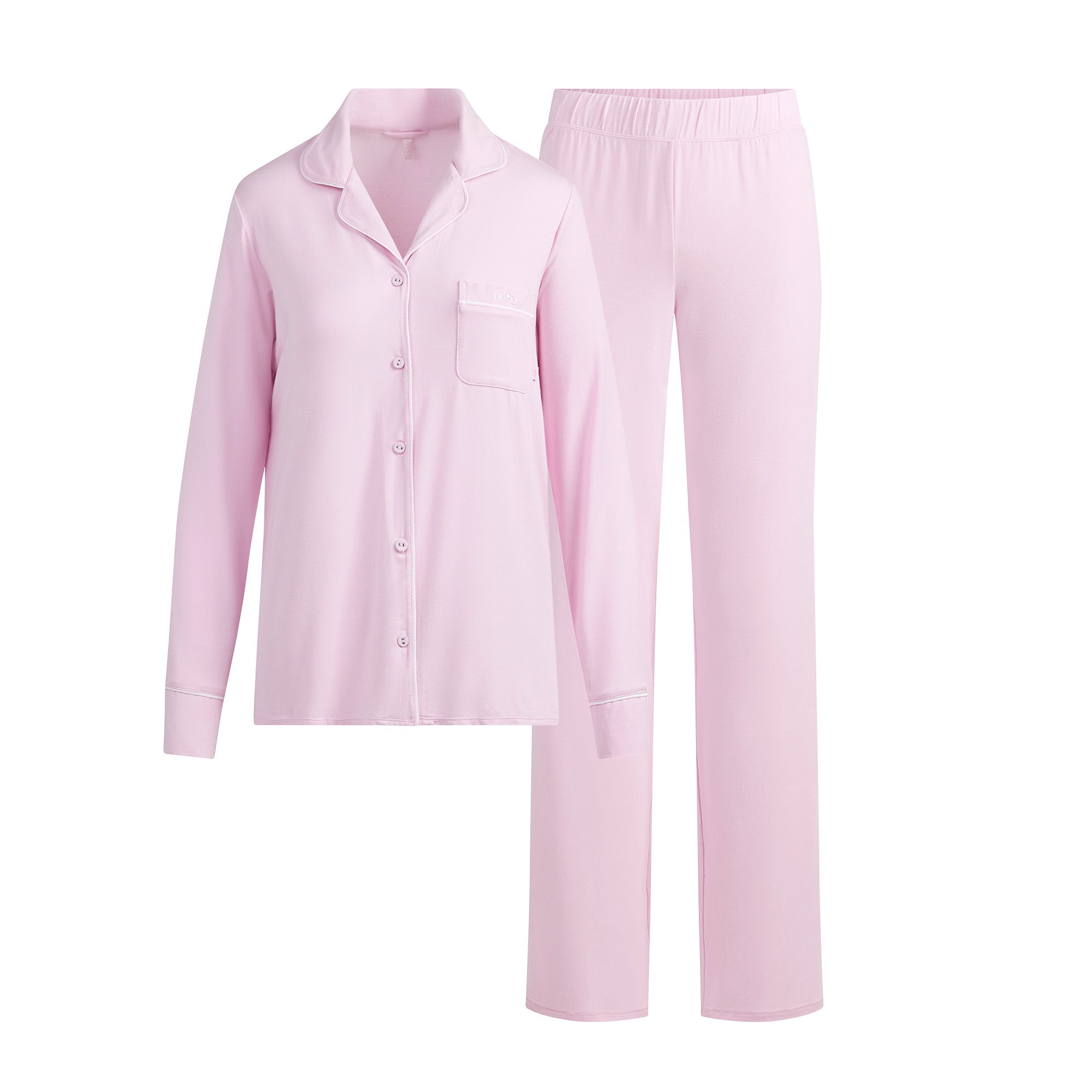 SKIMS SLEEP LONG SLEEVE BUTTON UP SET | CHERRY BLOSSOM CONTRAST - Image 7