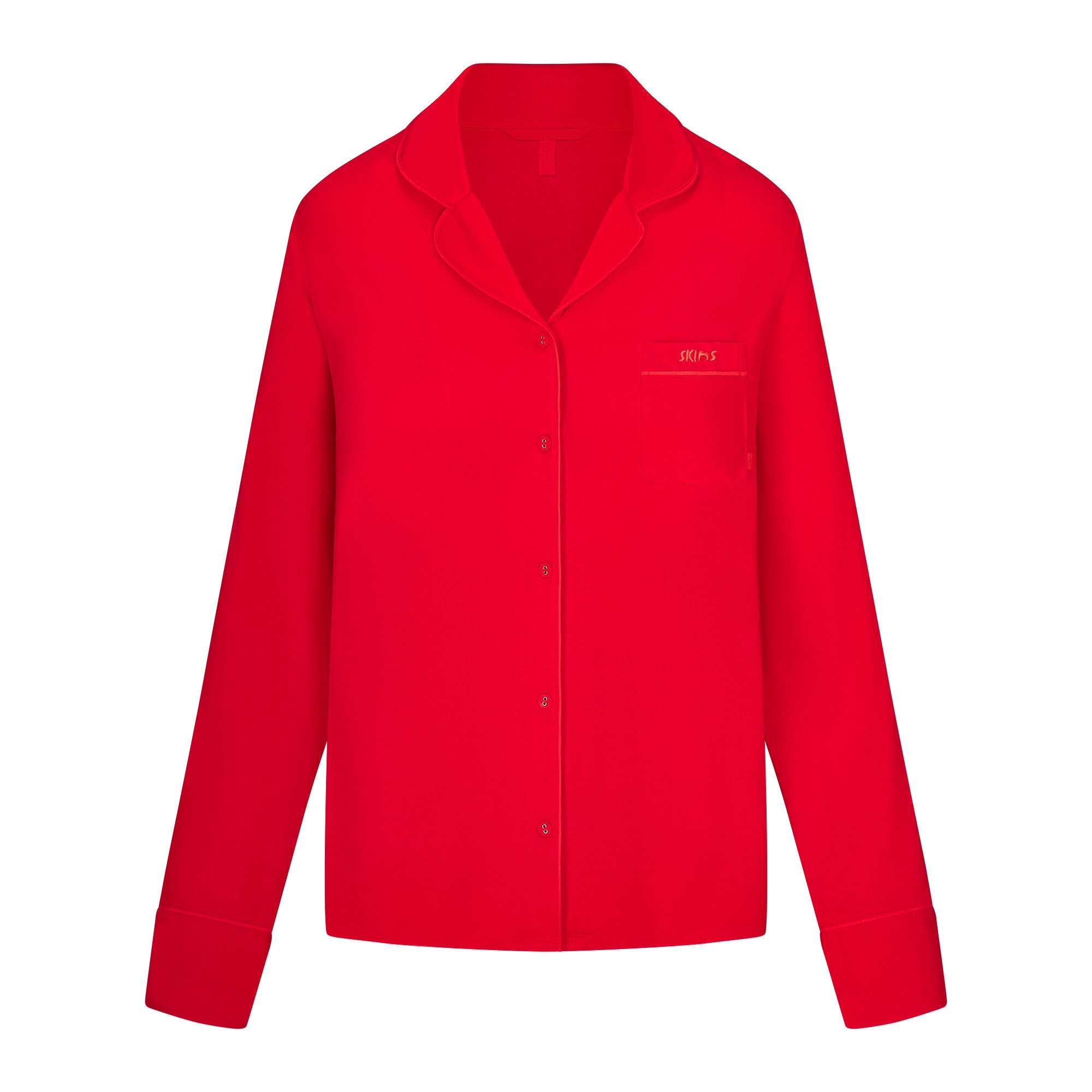 SKIMS SLEEP LONG SLEEVE BUTTON UP SET | RUBY - Image 7