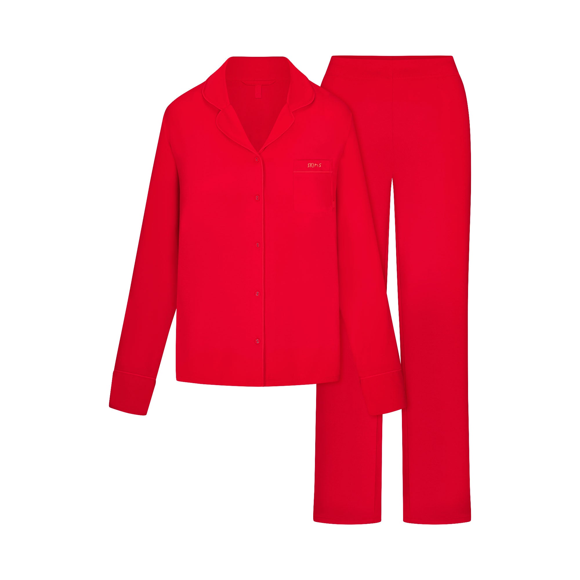 SKIMS SLEEP LONG SLEEVE BUTTON UP SET | RUBY - Image 6