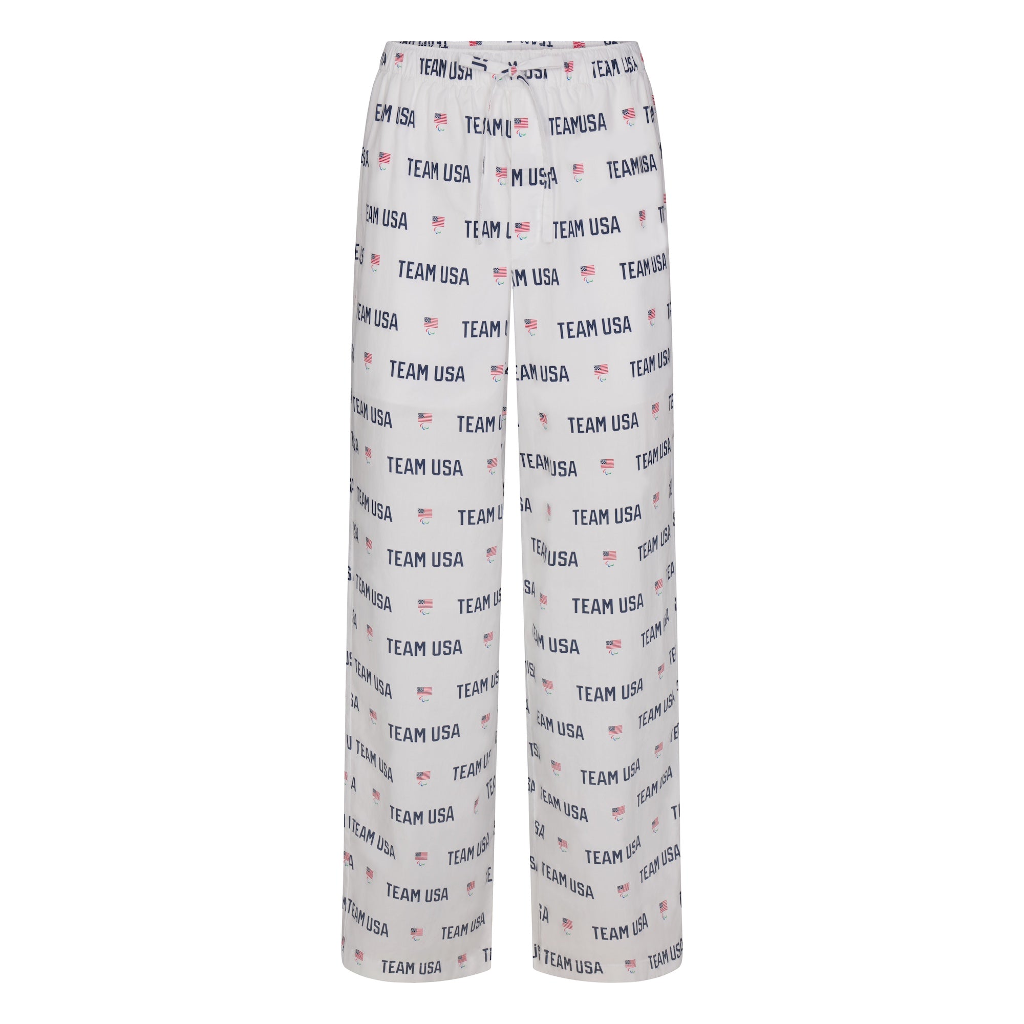 SKIMS FOR TEAM USA COTTON POPLIN SLEEP PARALYMPIC LONG SET | WHITE - Image 6