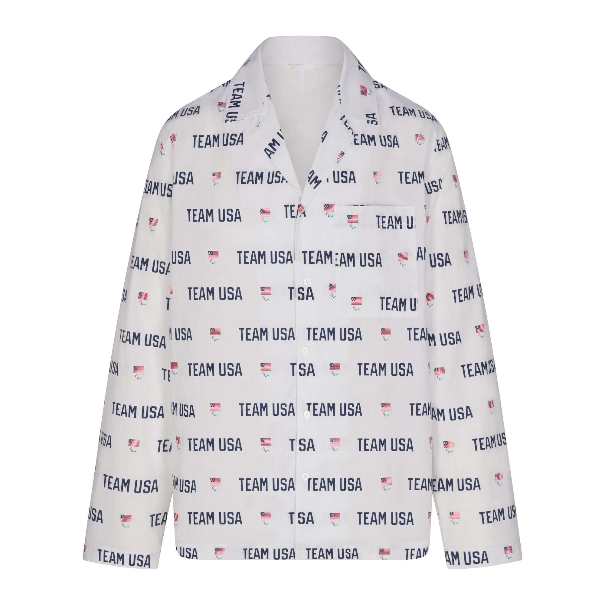 SKIMS FOR TEAM USA COTTON POPLIN SLEEP PARALYMPIC LONG SET | WHITE - Image 5