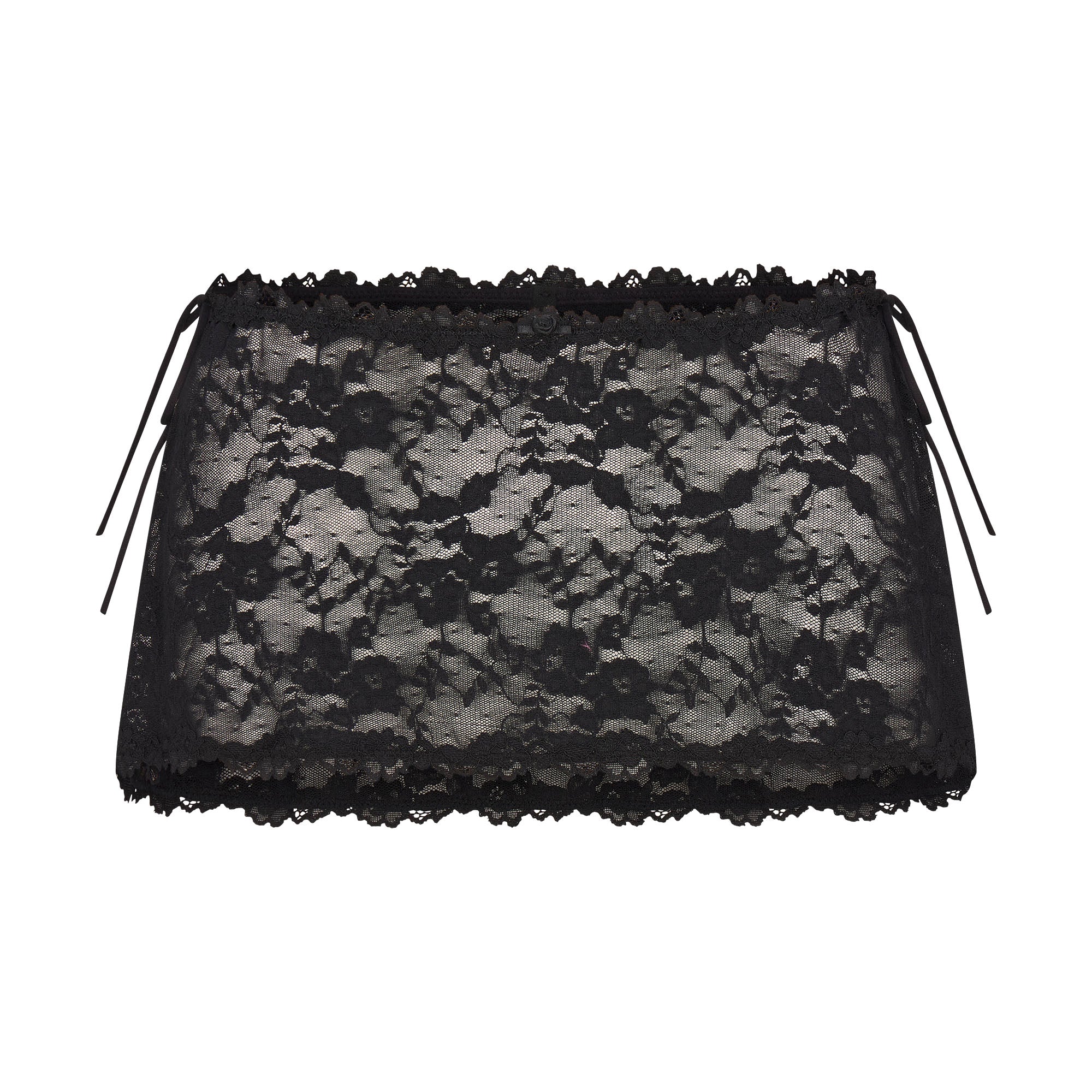 STRETCH LACE TIE SIDE MINI SKIRT | SOOT - Image 4