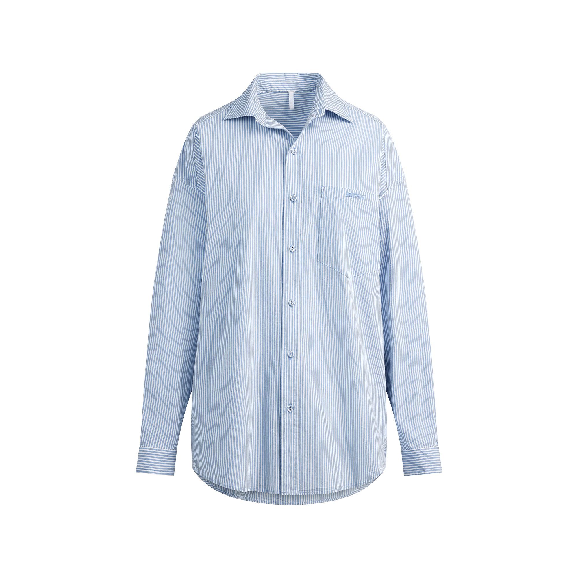 COTTON POPLIN OVERSIZED SLEEP SET | CADET STRIPE - Image 9