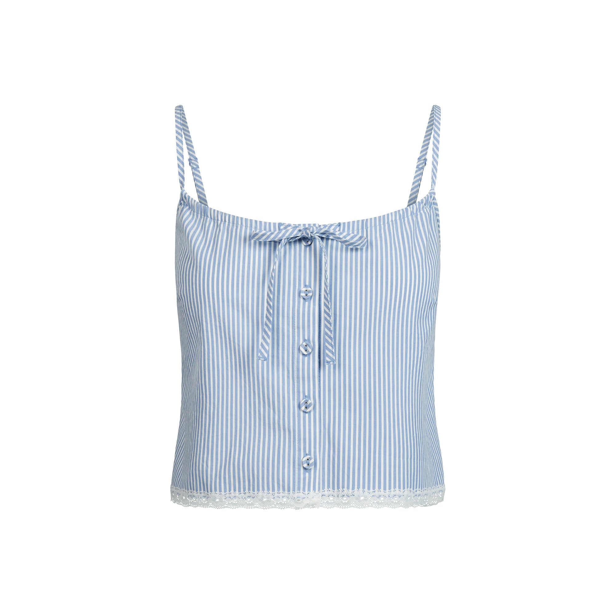 COTTON POPLIN SLEEP CAMI | CADET STRIPE - Image 6