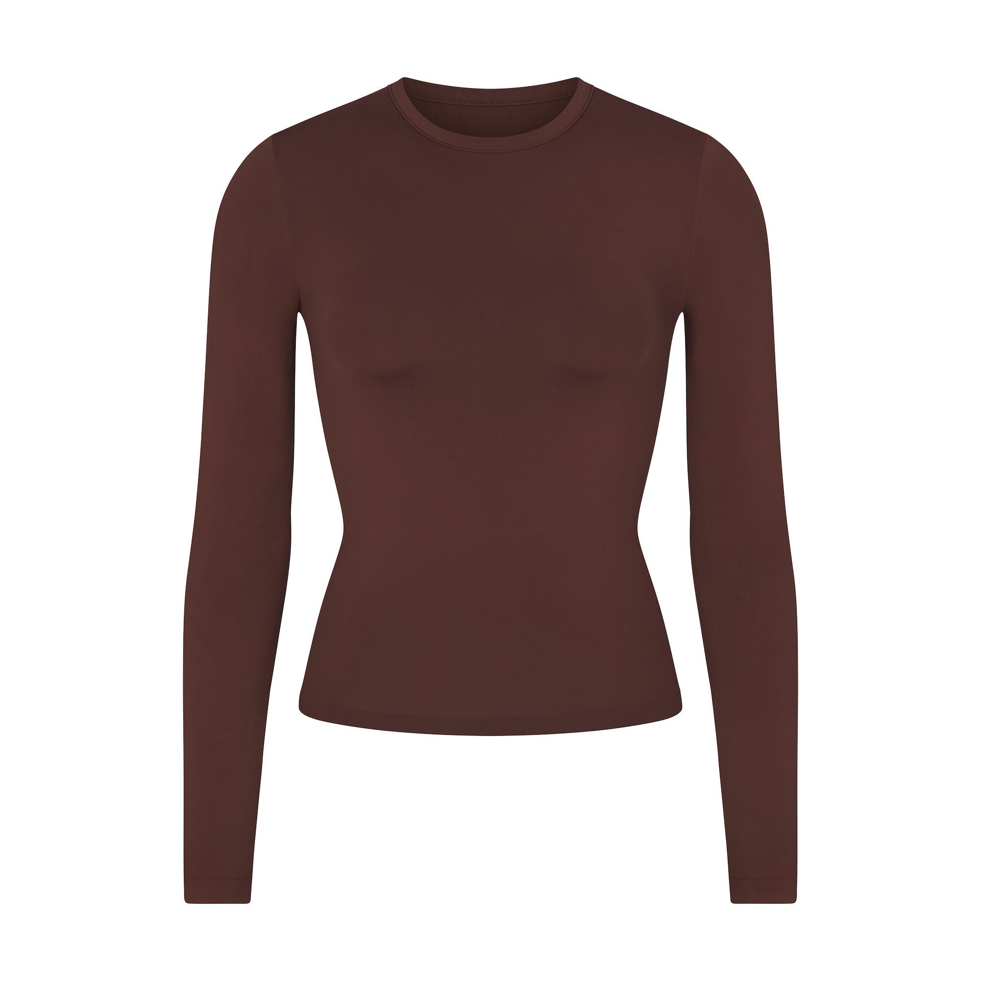 SOFT SMOOTHING SEAMLESS LONG SLEEVE T-SHIRT | COCOA - Image 5