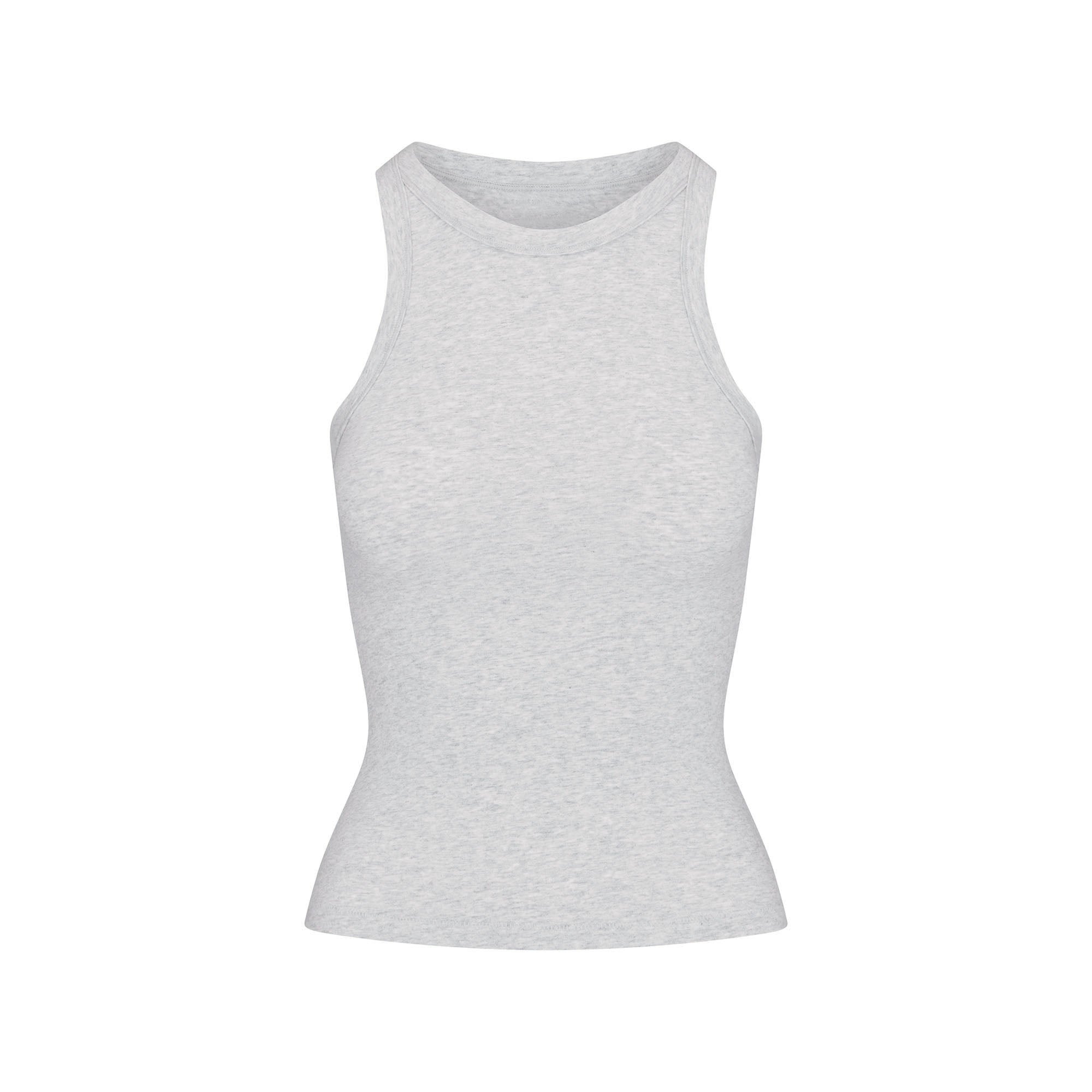 COTTON JERSEY CREW NECK TANK | LIGHT HEATHER GREY - Image 5