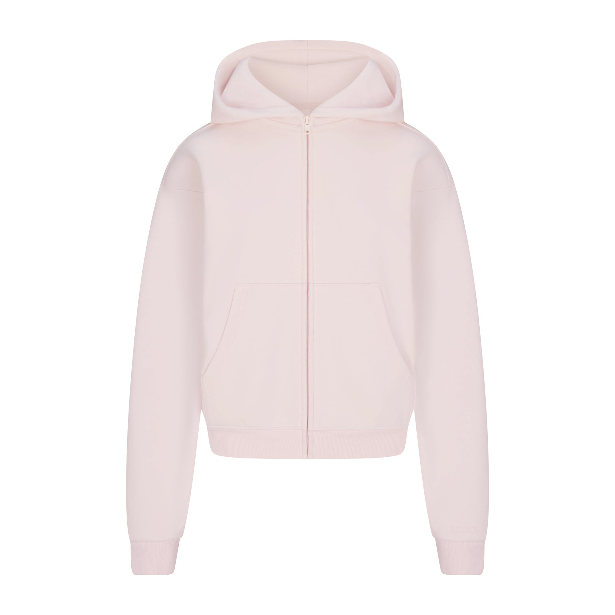 COTTON FLEECE CLASSIC ZIP UP HOODIE | BARELY PINK - Image 7