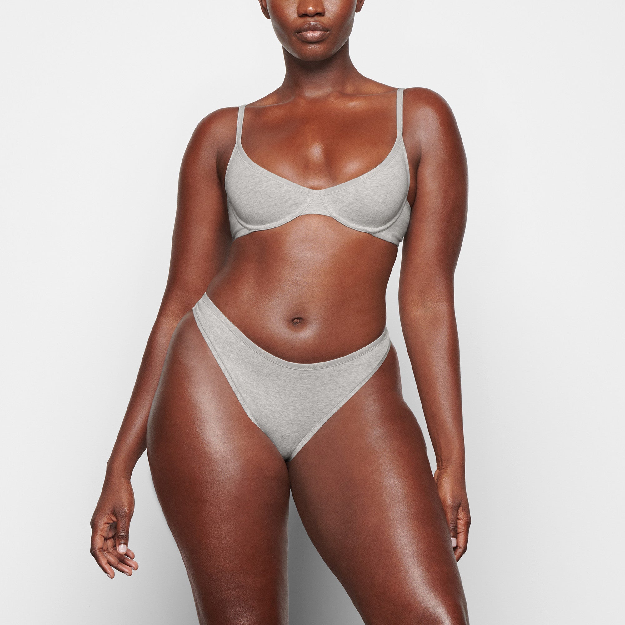 COTTON LOGO DIPPED THONG | LIGHT HEATHER GREY