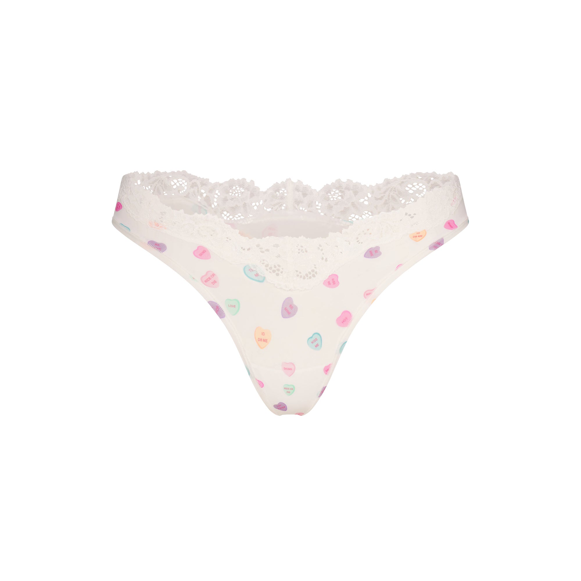 FITS EVERYBODY LACE DIPPED THONG | MARBLE CANDY HEART PRINT - Image 6