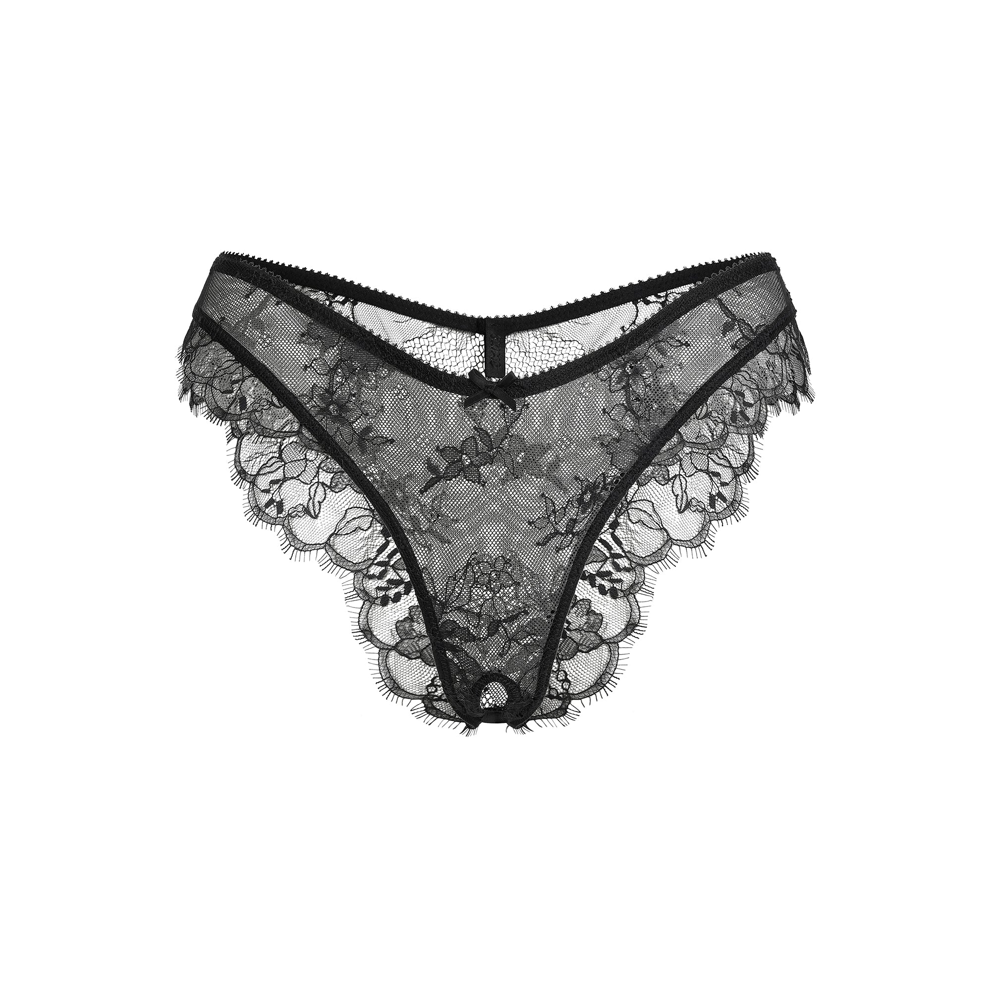 ULTRA FINE LACE CROTCHLESS TANGA | ONYX - Image 6