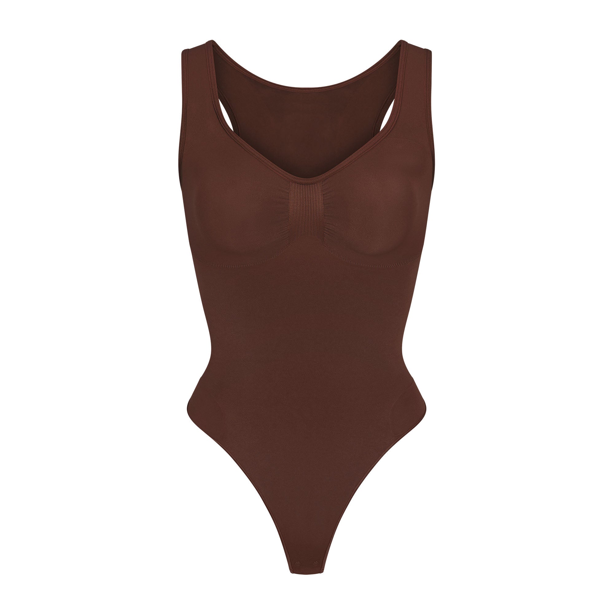 SEAMLESS SCULPT SCOOP NECK THONG BODYSUIT | COCOA - Image 5