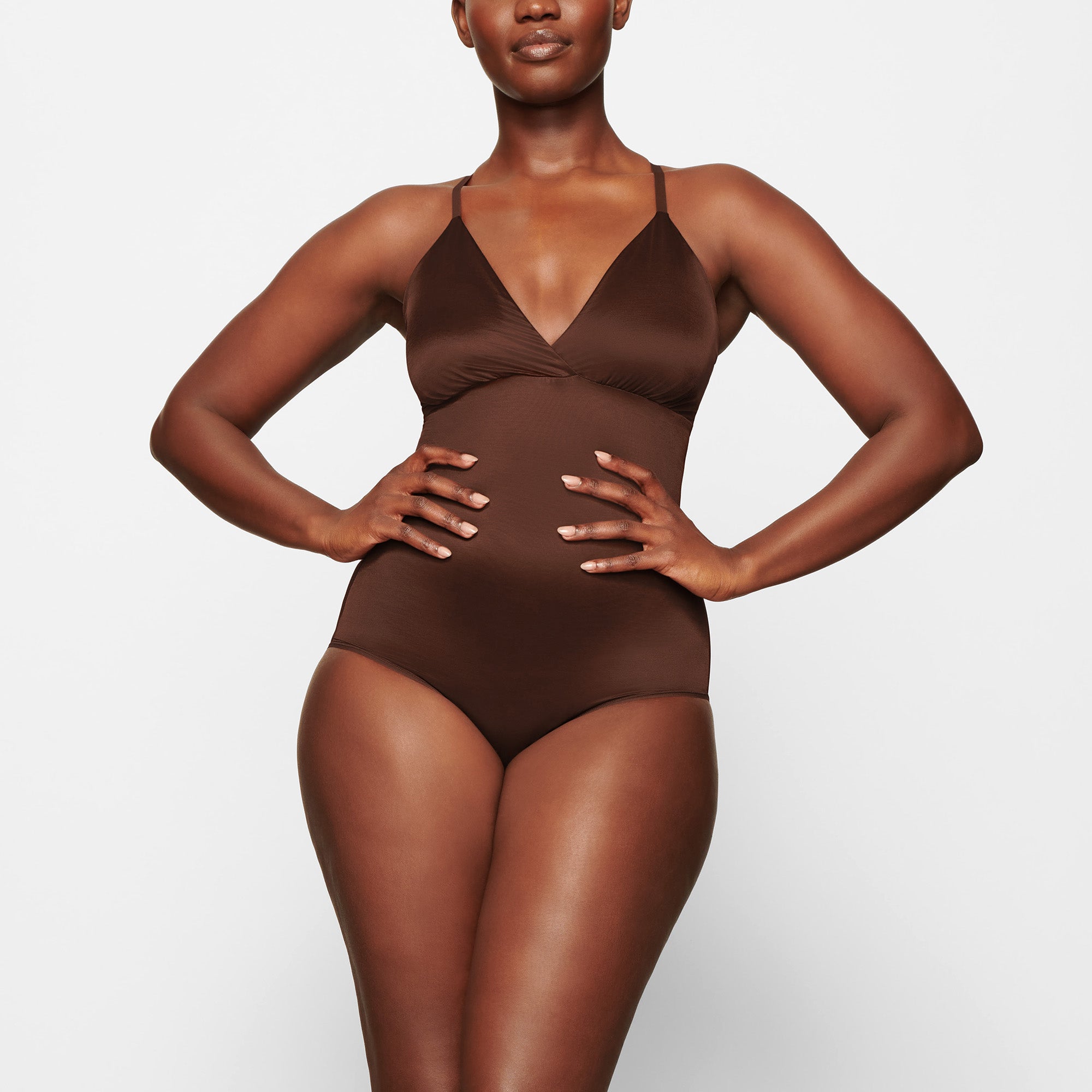 SIMPLY BARE BODYSUIT BRIEF WITH SNAPS | COCOA