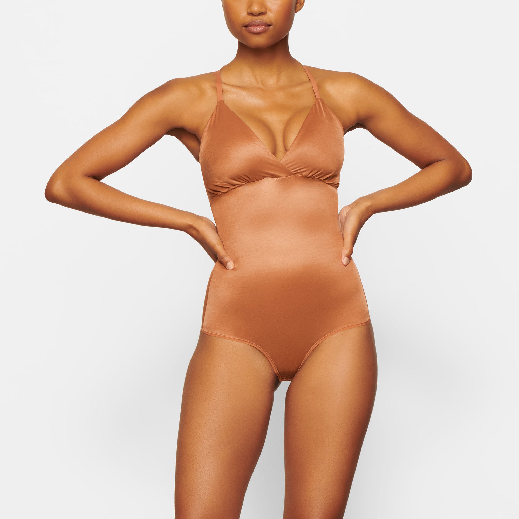 SIMPLY BARE BODYSUIT BRIEF WITH SNAPS | BRONZE
